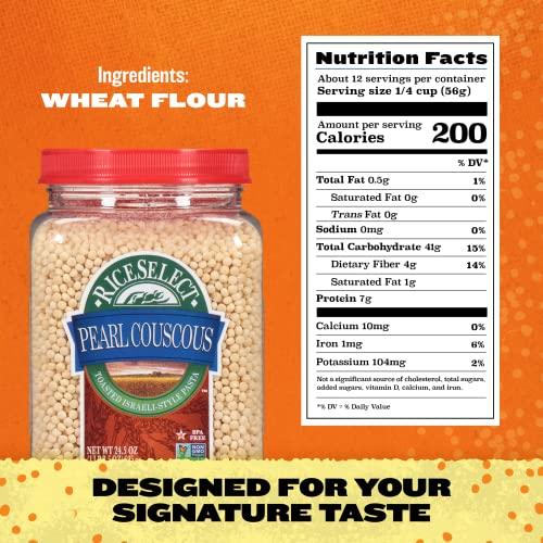 RiceSelect RiceSelect Pearl Couscous, Israeli-Style Wheat Couscous Pasta, Non-GMO, 24.5-Ounce Jar, (Pack of 2)
