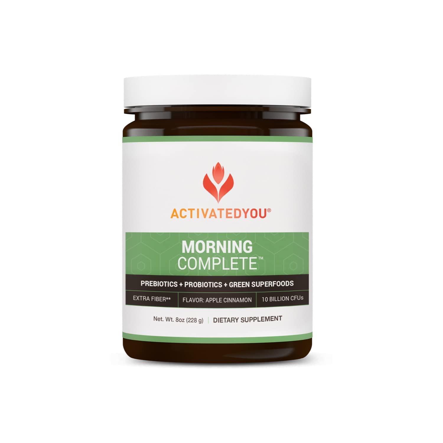 ACTIVATEDYOU ACTIVATEDYOU Morning Complete Daily Wellness Drink (Apple Cinnamon) Nighttime Complete (Raspberry Lemonade) with Prebiotics, Probiotics, and Green Superfoods, 30 Servings