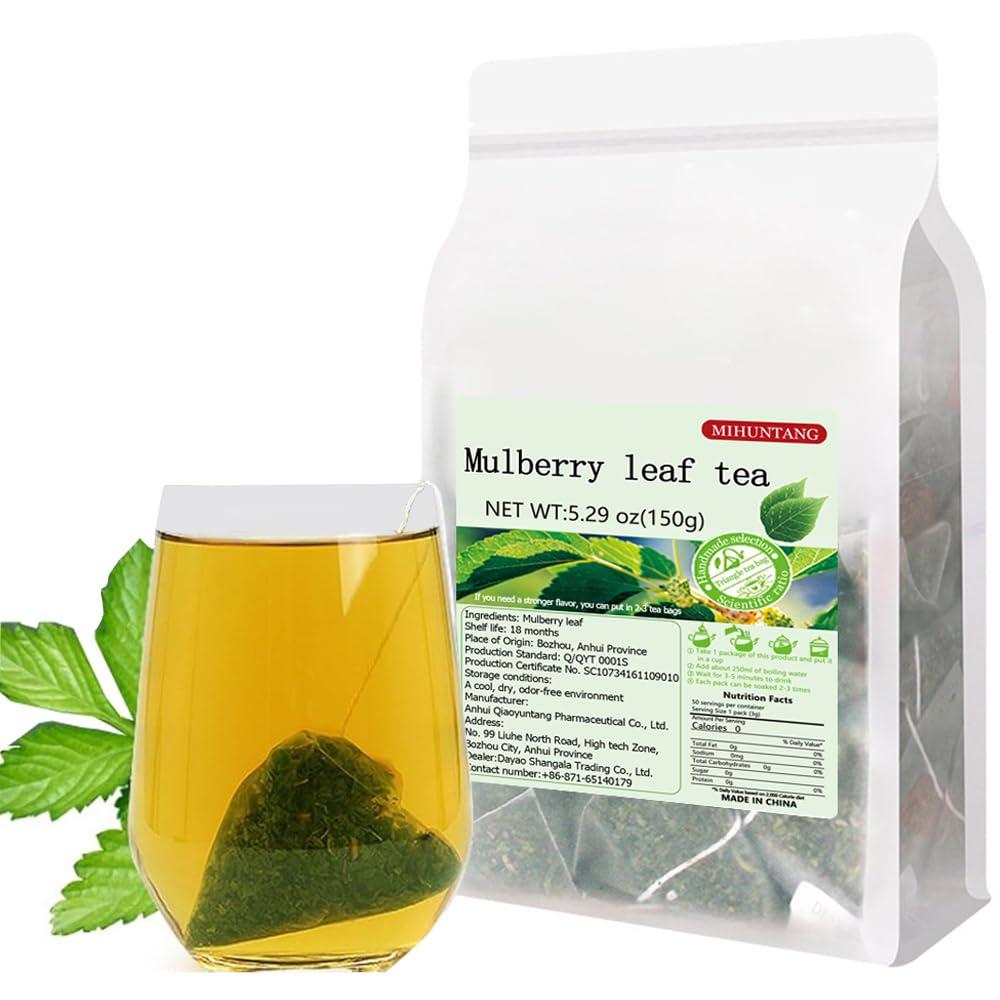 MIHUNTANG Mulberry leaf tea 5.29 oz3g50 packetsWhite Mulberry Leaf Tea Bag Sun-Dried Mulberry Loose Leaves Sang Ye Tea 150g