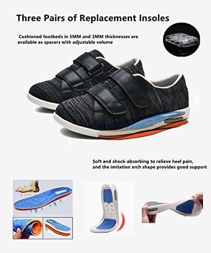 ZGDG ZGDG Women Diabetic Shoes Wide Width Edema Comfy Shoes with Adjustable Strap Lightweight Non-Slip Orthopedic Walking Shoes for Elderly Hammertoe Arthritis Bunions Swollen Feet Black Gray