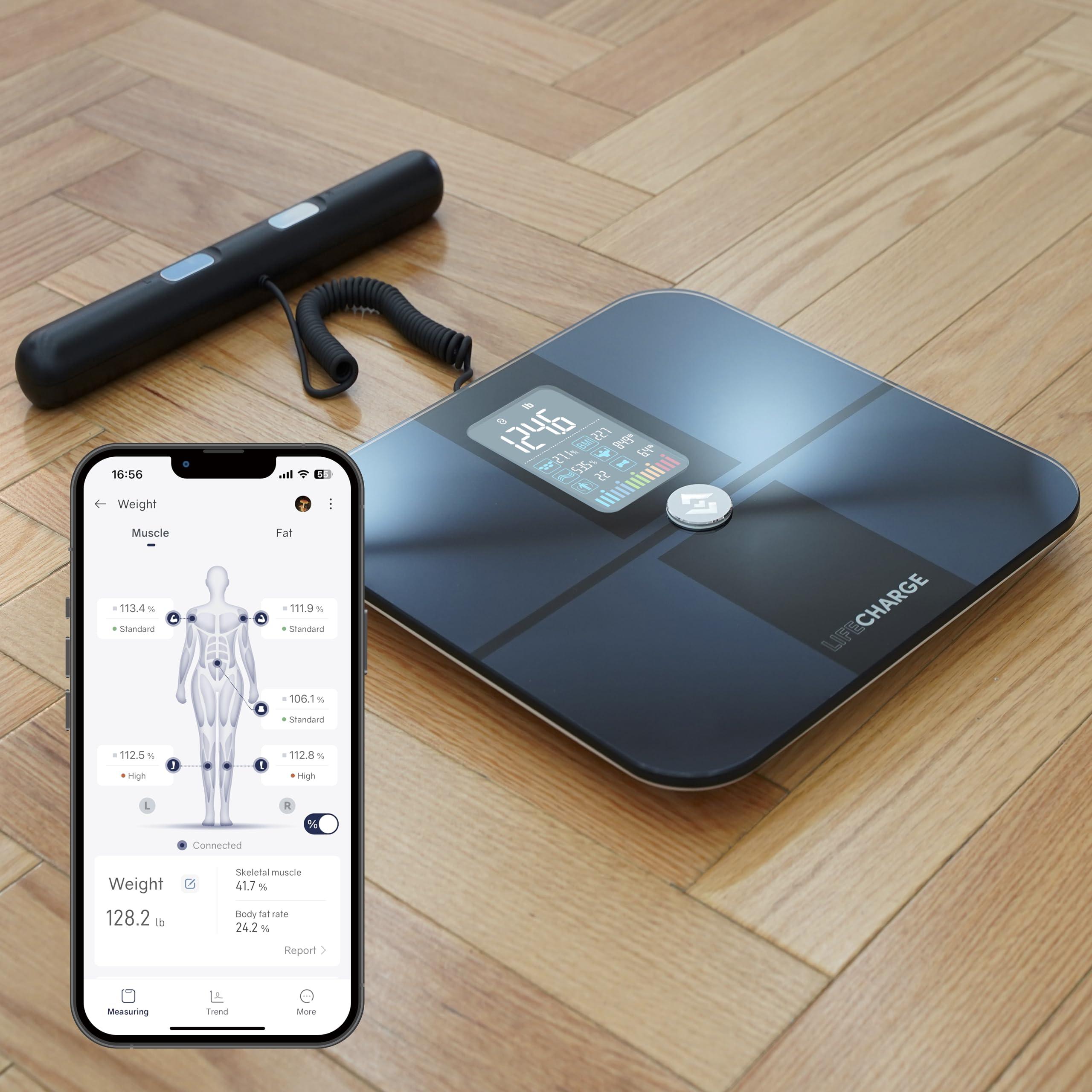 LifeCHARGE LifeCHARGE 8 Electrode Smart Body Fat Scale 2 PRO Scales for Body Weight and Fat. Large Display BMI Digital Weight Scale, Full Body 29 Composition Analyzer with Report, Accurate Bathroom Scale