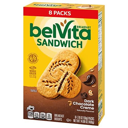 Belvita belVita Breakfast Sandwich Dark Chocolate Creme Breakfast Biscuits, 8 Packs (2 Sandwiches Per Pack)
