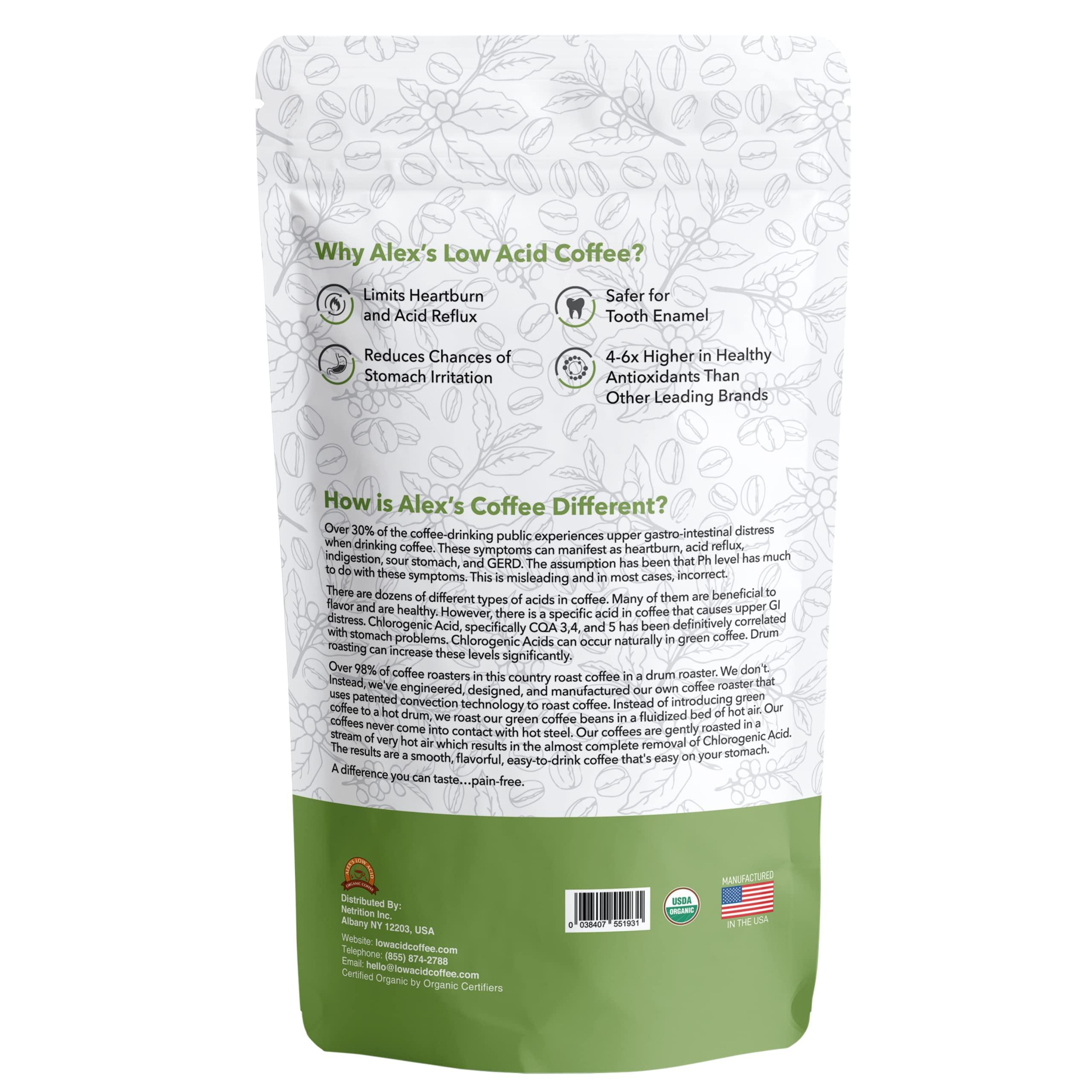 ALEX\'S LOW ACID ORGANIC COFFEE Alex\'s Low Acid Organic Coffee 12oz Bag - Rise and Shine Variety Pack