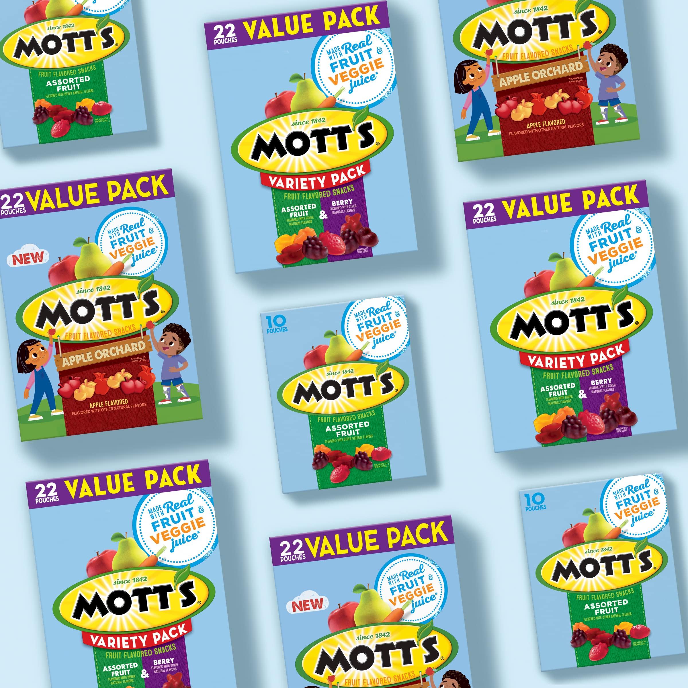 Mott's Mott\'s Fruit Flavored Snacks, Assorted Fruit, Gluten Fee Snack, 10 Pouches, 8 oz