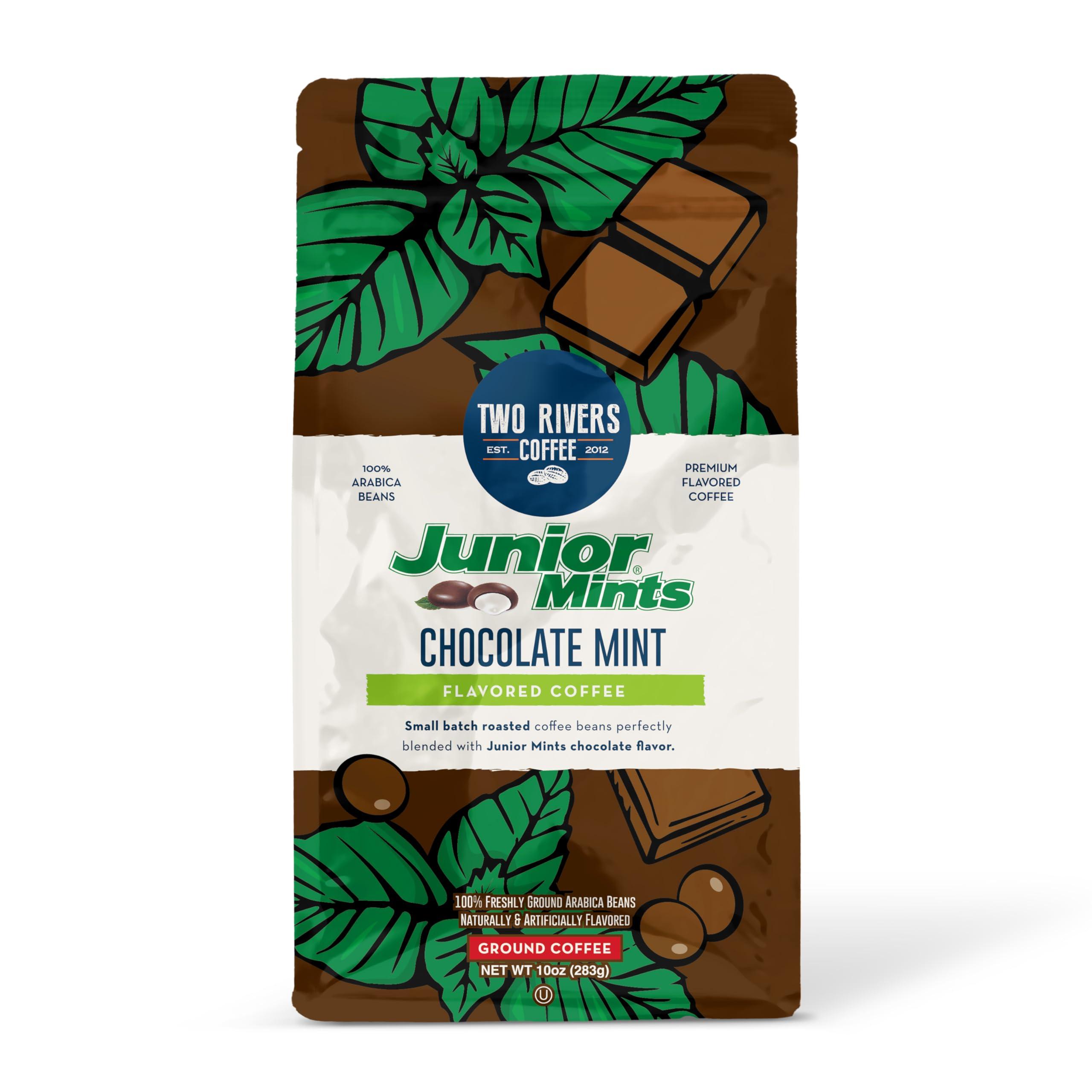Two Rivers Coffee Two Rivers Coffee Junior Mint Flavored Ground Coffee, Perfectly Balanced, Always Smooth, Made with 100% Arabica Beans - Flavor Enhanced, 10 Ounce Bag