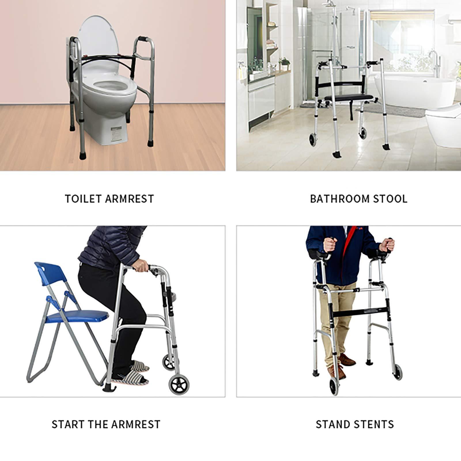 WRRQCVAL Stand Upright Walker with Padded Armrests, Heavy Duty Walker with Seat & 4 Wheels, for Seniors/Tall People, Adjustable Height Decoration