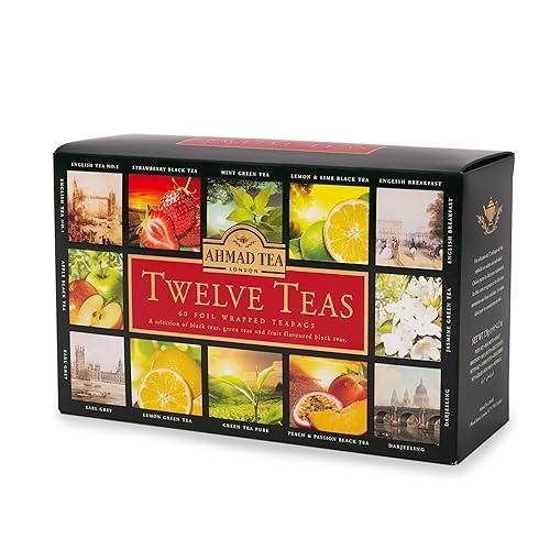 Ahmad Tea Ahmad Tea Variety Gift Box, 60 Foil Enveloped Teabags, Twelve Teas, 1 Count