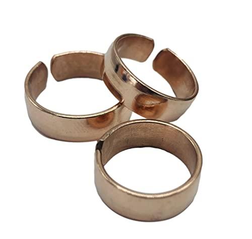 Healing Lama Set of 3 Hand Forged Pure Copper Rings. Made with 100% Pure Raw Untreated Copper. Helps Reduce Finger Joint Pain and Swelling. Tibetan Healing Medicine Ring Set. (Plain)