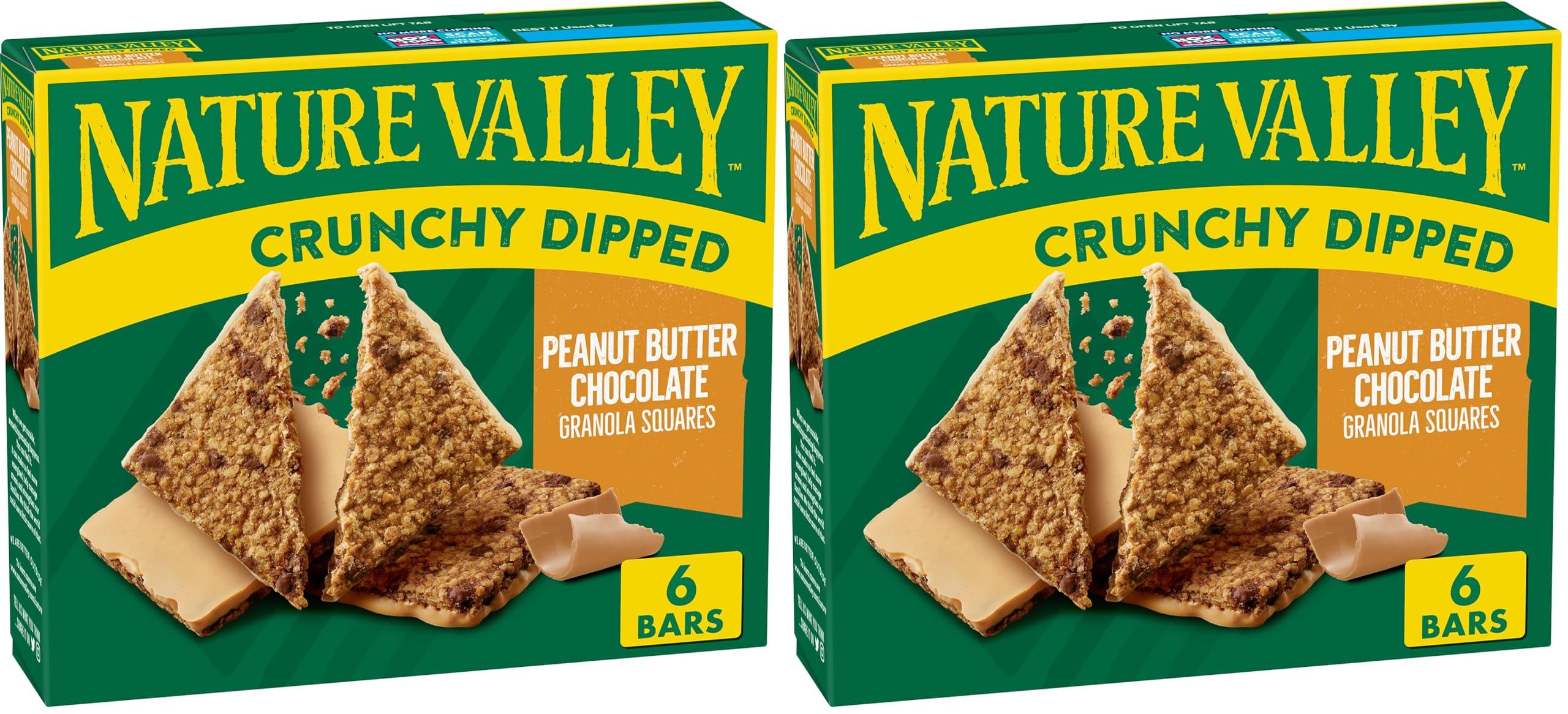 Nature Valley Nature Valley Crunchy Dipped Granola Squares, Peanut Butter Chocolate, 6 ct (Pack of 2)