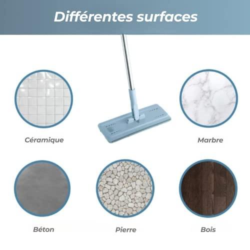 Easy Gleam EasyGleam Blue Mop and Bucket Set. Microfibre Flat Mop with Stainless Steel Handle, Innovative Twin Chamber Bucket for Wet & Dry use. 4 Reusable Pads Supplied, Suitable for All Floor Types