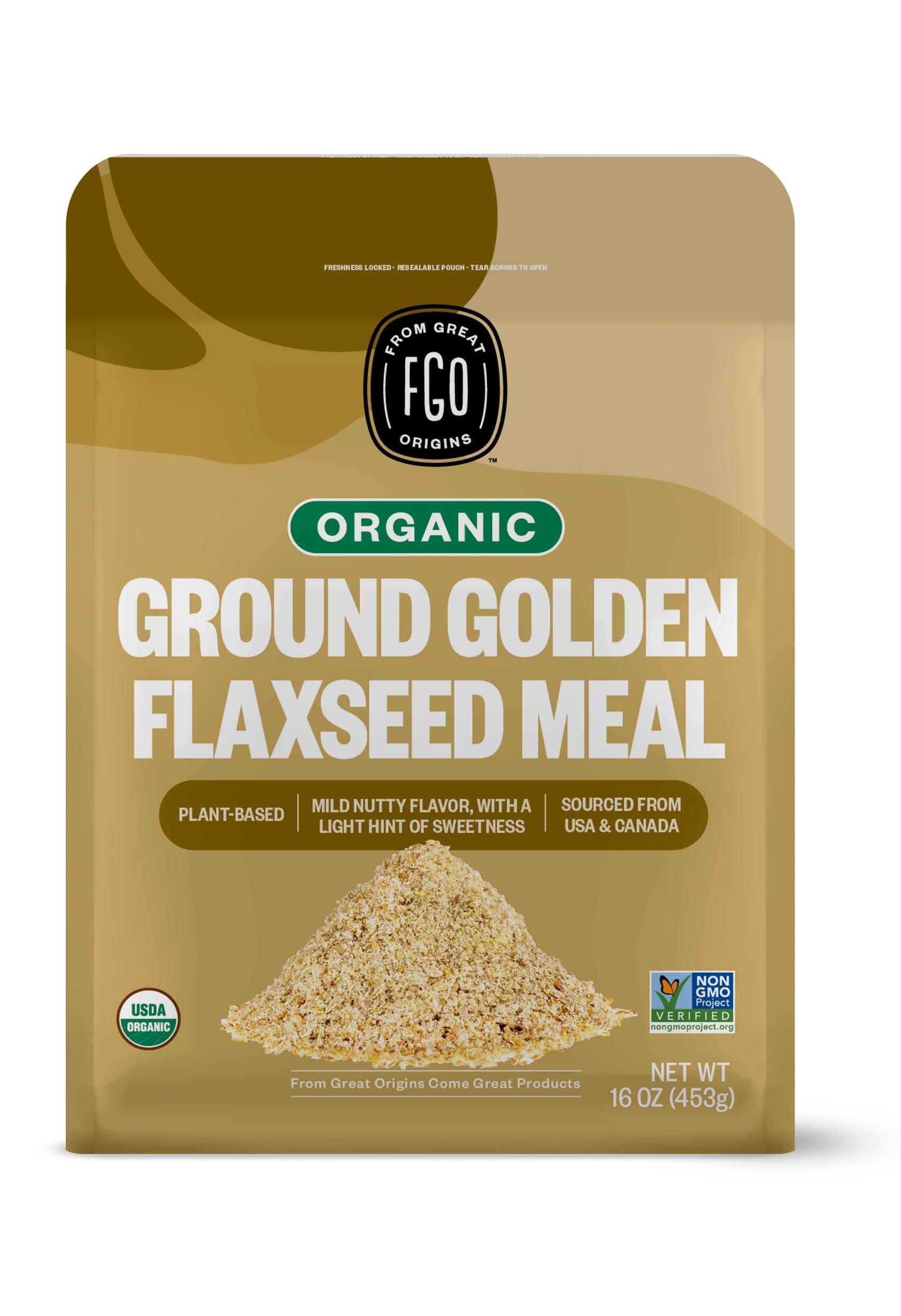 FGO FGO Organic Ground Golden Flaxseed Meal, Cold Milled, Grown in USA, 2 Pound (Pack of 1)