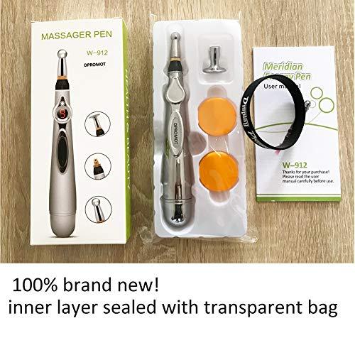 DPROMOT Electronic Acupuncture Pen with 3 Different Heads, Electric Meridian Energy Body Massager Pain Relief Therapy Instrument