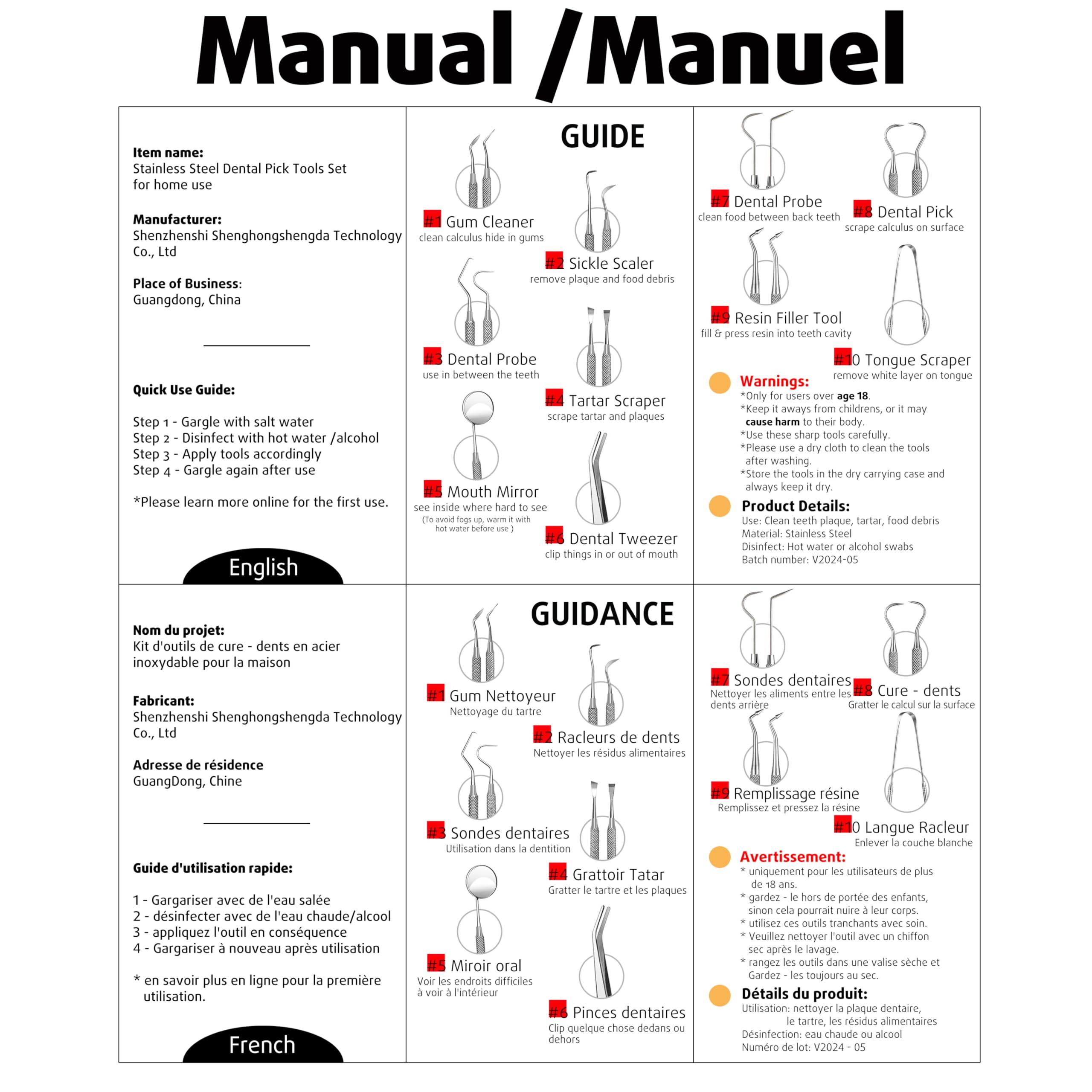 G.CATACC G.CATACC Dental Tools, 10 Pack Professional Plaque Remover for Teeth Cleaning Tools Set, Stainless Steel Dental Hygiene Kit with Dental Picks, Tartar Scraper, Tooth Scraper, Tongue Scraper- with Case