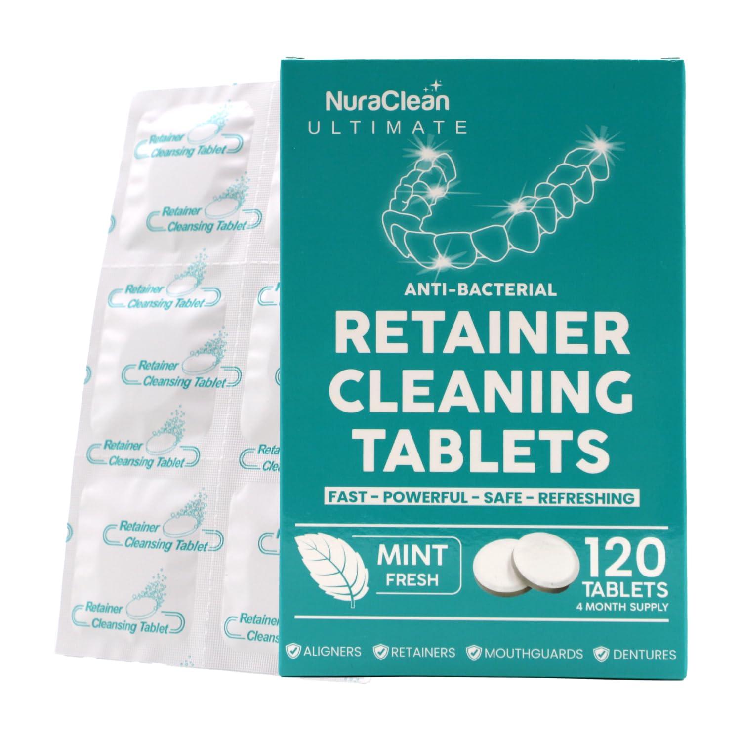 NuraClean NuraClean Ultimate Retainer Cleaner Tablets-Dental Pod, Braces Cleaner, Mouthguard Cleaning & Denture Cleaning Tablets- 120 Tablets
