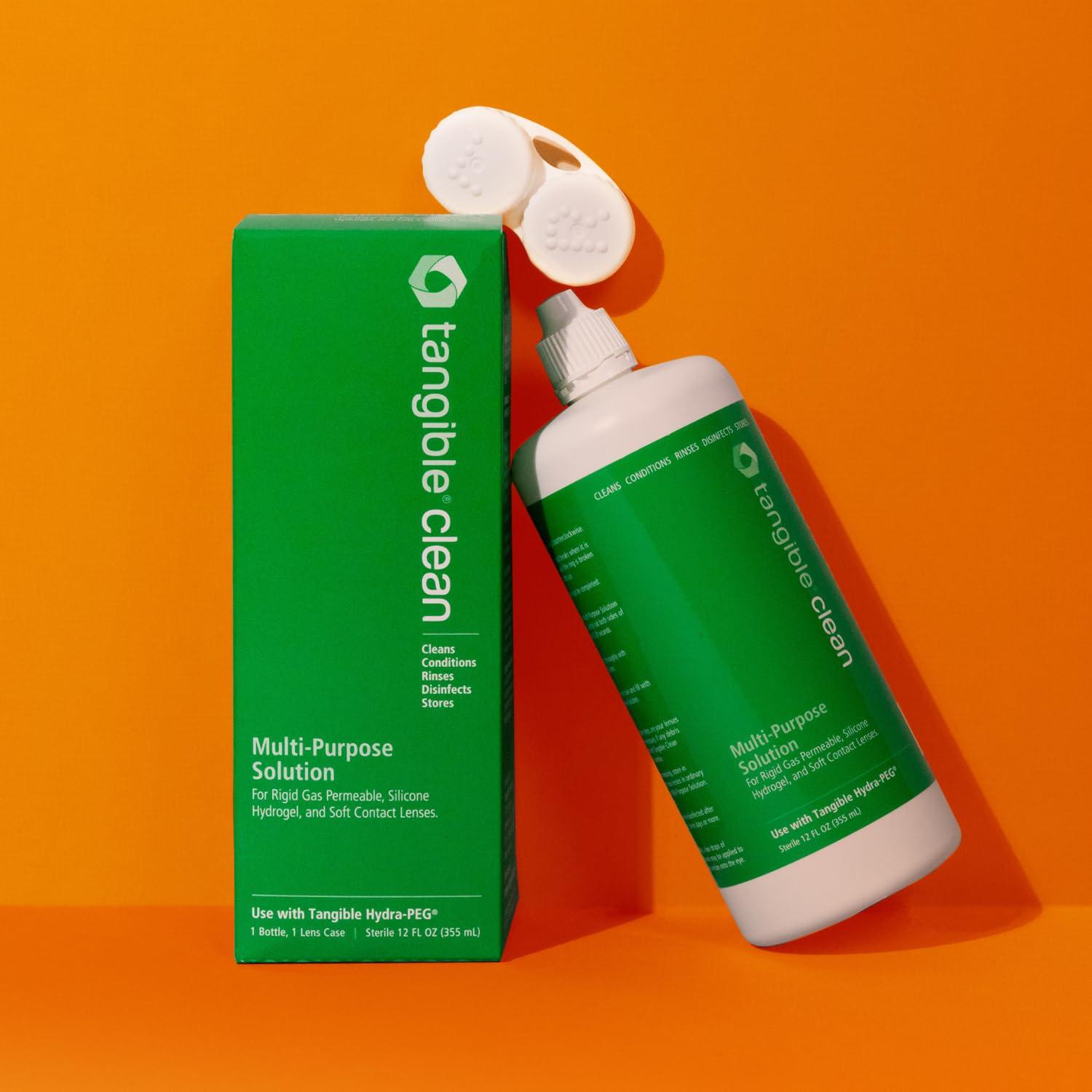 Tangible Tangible Clean Multi-Purpose Contact Lens Solution for Scleral and Gas Permeable Contact Lenses, with Lens Case, 12 Fl Oz