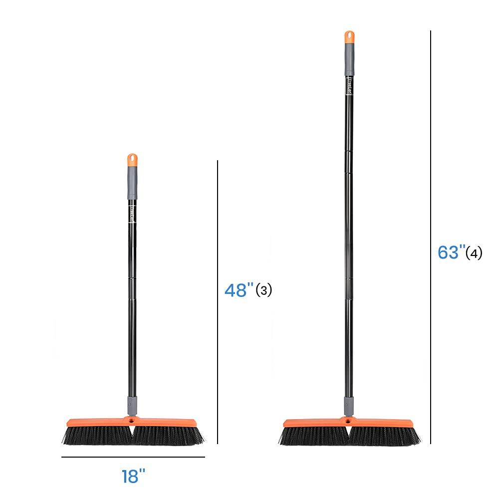 TreeLen TreeLen 18 inch Push Broom Outdoor - Heavy Duty Broom for Driveways, Sidewalks, Patios and Deck Cleans Dirt, Debris, Sand, Mud, Leaves and Water-18 Wide Bristles