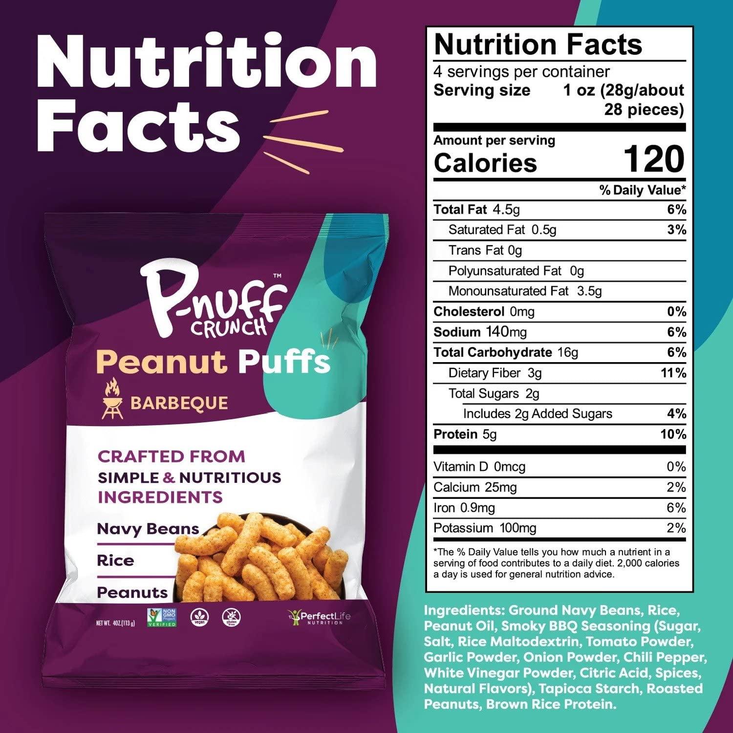 P-Nuff Pnuff Crunch Peanut Butter Puffs - Healthy Snacks, Low Calorie Snacks, Gluten Free Snacks, Vegan Snack, High Protein, Keto, Office Snacks, as Seen on Shark Tank - Savory Variety, 4 Oz Bag (Pack of 15)
