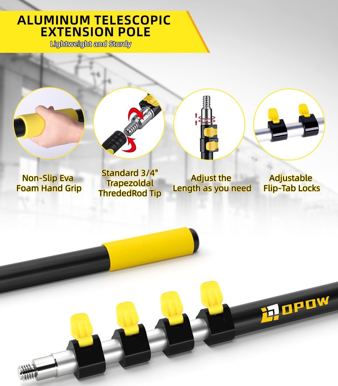 Opow 30 Foot High Ceiling Duster Kits with 7-24ft Heavy Duty Extension Pole, High Reach Duster for Cleaning,Microfiber Feather Duster,Cobweb Duster,Ceiling Fan Duster,Window Squeegee & Cleaner