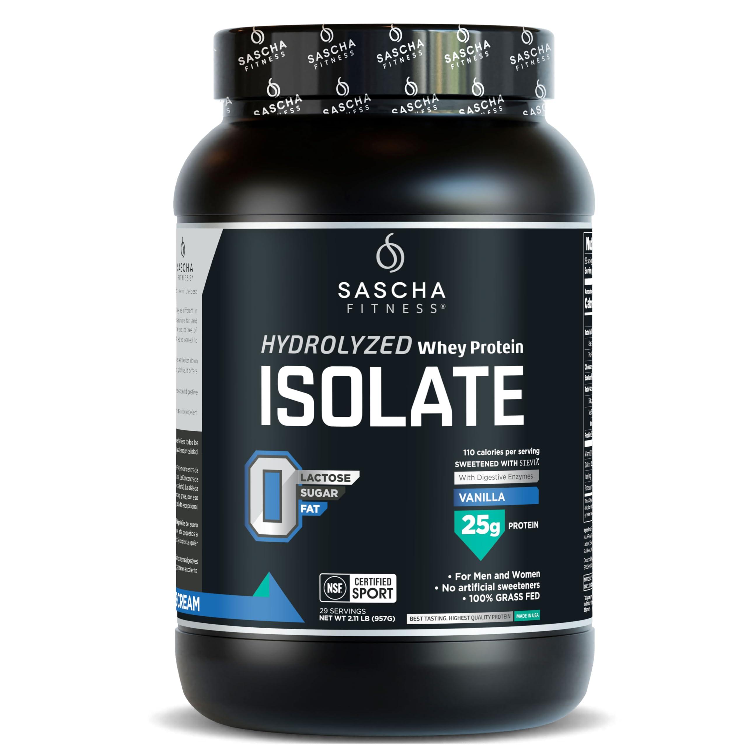 SASCHA FITNESS SASCHA FITNESS Hydrolyzed Whey Protein Isolate,100% Grass-Fed (2 Pounds, Vanilla)