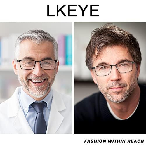 LKEYE Bifocal Reading Glasses for Men Blue Light Blocking Computer Readers Lightweight Metal Frame Eyewear Spring Hinge 2PACK 1.25