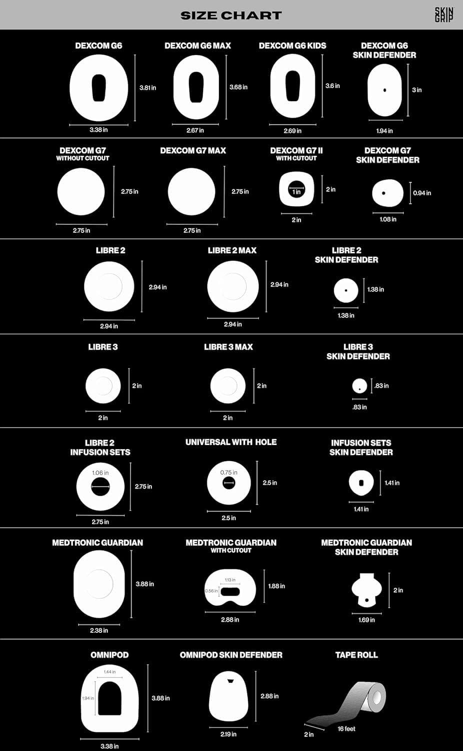 Skin Grip Skin Grip Adhesive Patches for Freestyle Libre 3 CGM Waterproof & Sweatproof Adhesive for 10-14 Days, Pre-Cut Adhesive Medical Tape, Continuous Glucose Monitor Sensor Cover 20 Pack, Blue