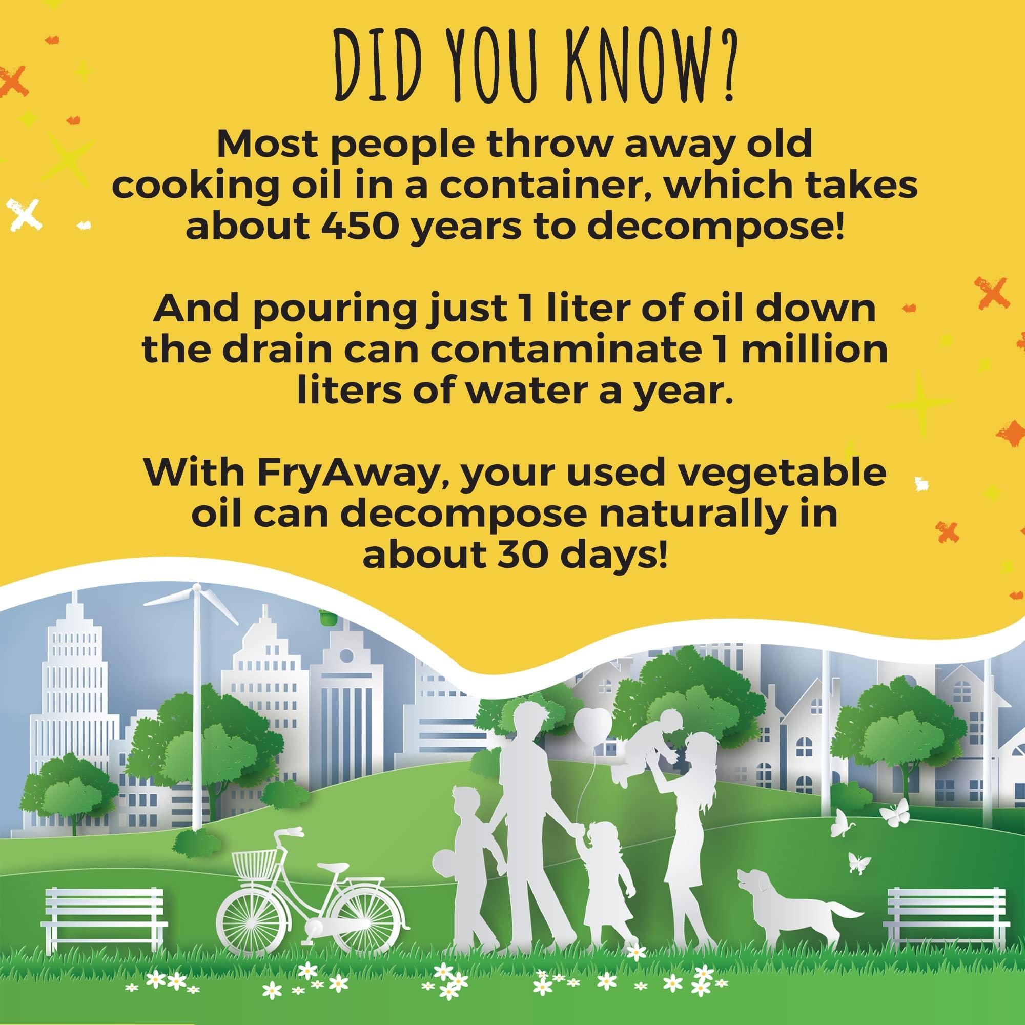 FryAway FryAway Deep Fry Cooking Oil Solidifier, As Seen on Shark Tank, Solidifies 1 Gallon of Oil - Plant-Based Powder, Transforms Oil to Solid, Mess-Free Cleanup and Disposal - Easy to Use, Made in US, Kosher.