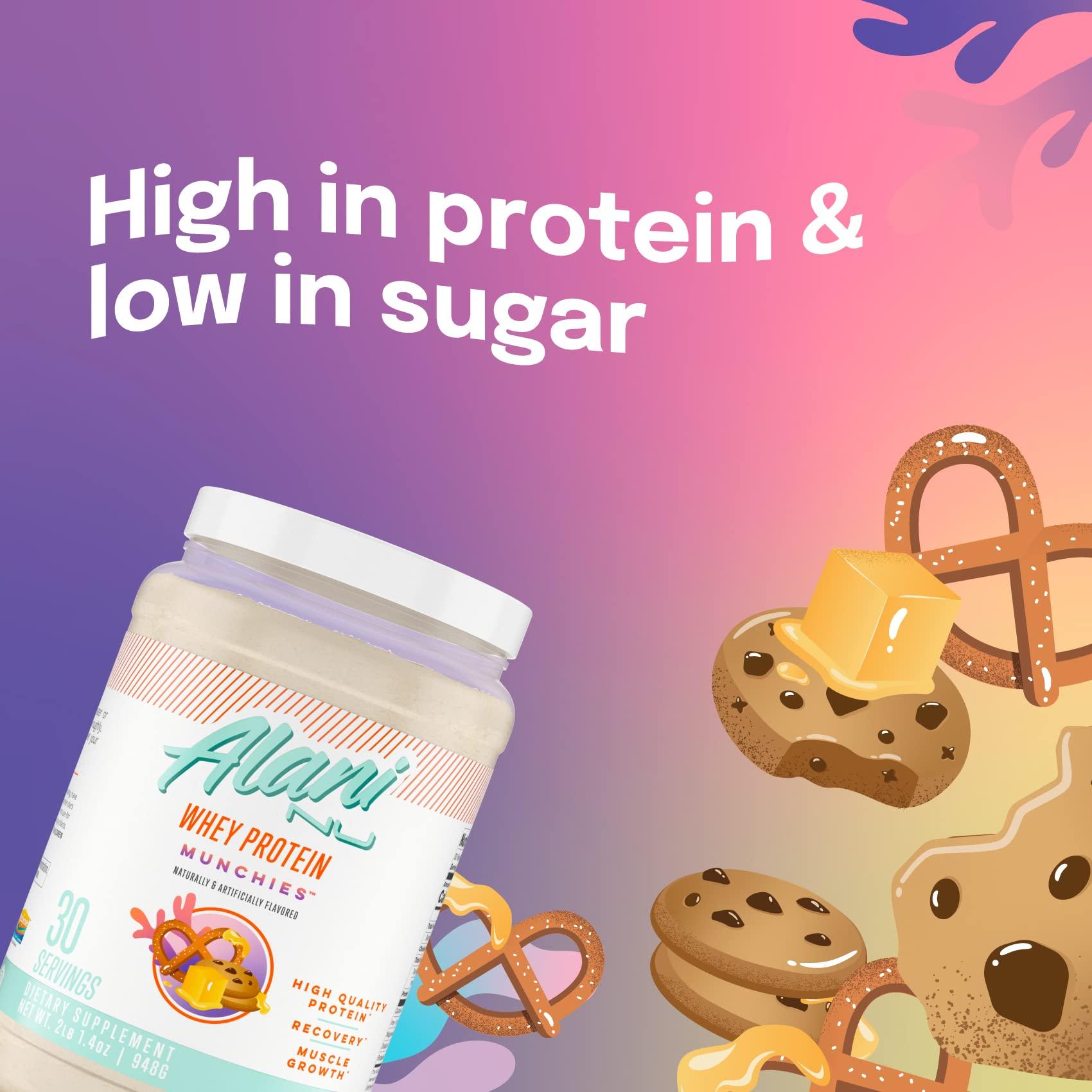 Alani Nu Alani Nu Whey Protein Powder Munchies | 23g Protein with Low Sugar & Digestive Enzymes | Meal Replacement Powder | Low Fat Low Carb Whey Isolate Protein Blend | Low Sugar |30 Servings