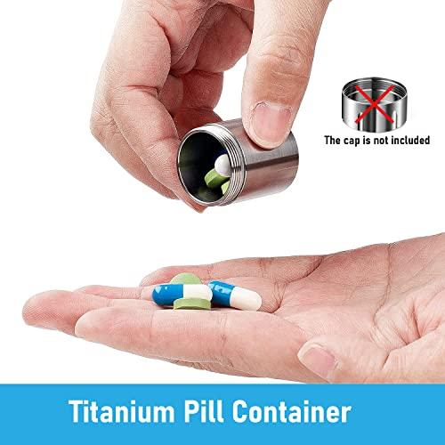 TISUR TISUR Pill Case Extension Compartments, Metal Titanium Pill Holder Pocket Small Pill Box Keychain Extra Extension,Pill Bottle Medicine Organizer Pill Container (1 Extension Compartment Without Cap)