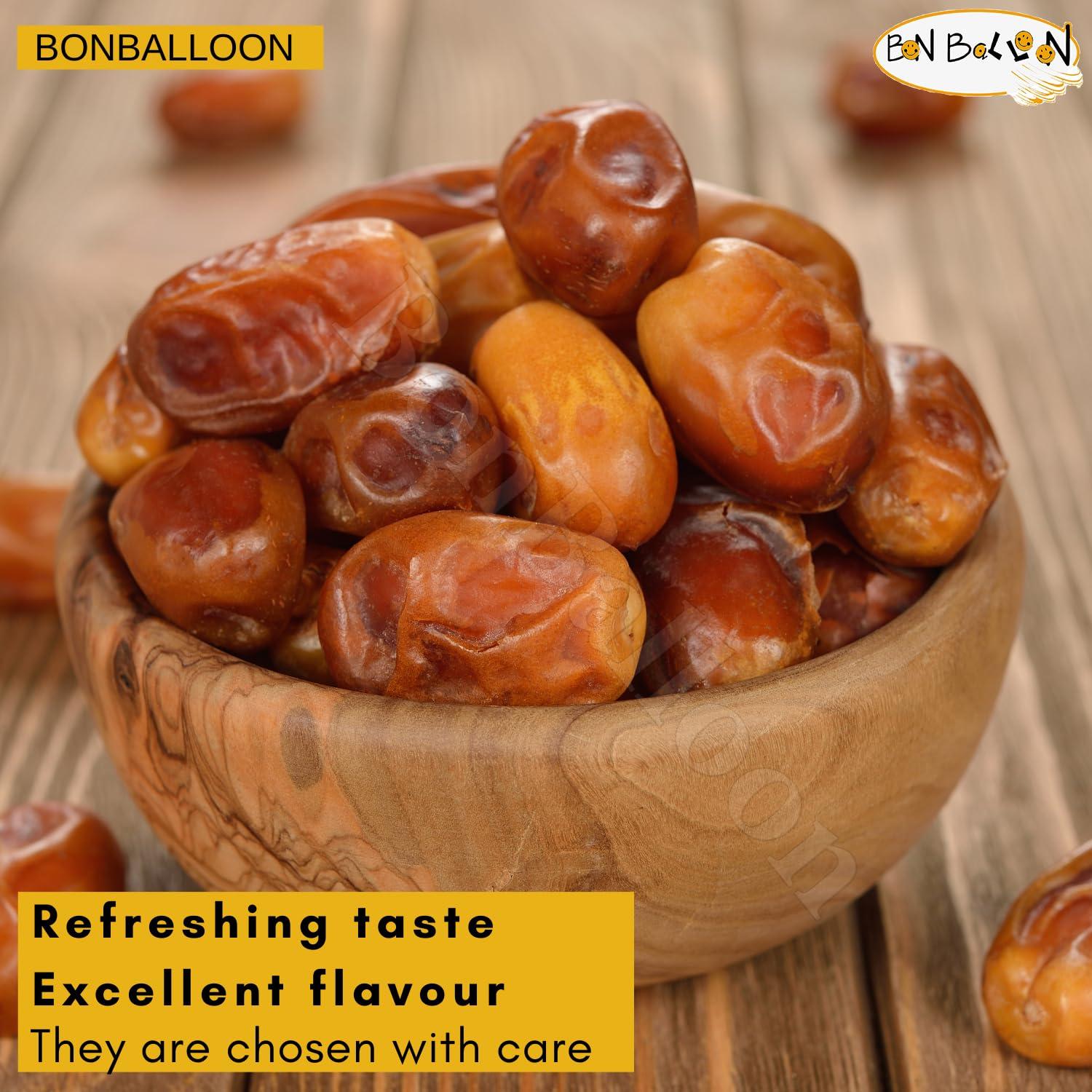 bonballoon 100% Natural Egyptian Semi Dry Unpressed Medium Sized Dates With Pits With Very Sweet Taste Halal Packed And Protected In Cartoon Box Tamar Tamr Tamaar Ramadan Halal ( 1 Pack / 700 gm ) Premium