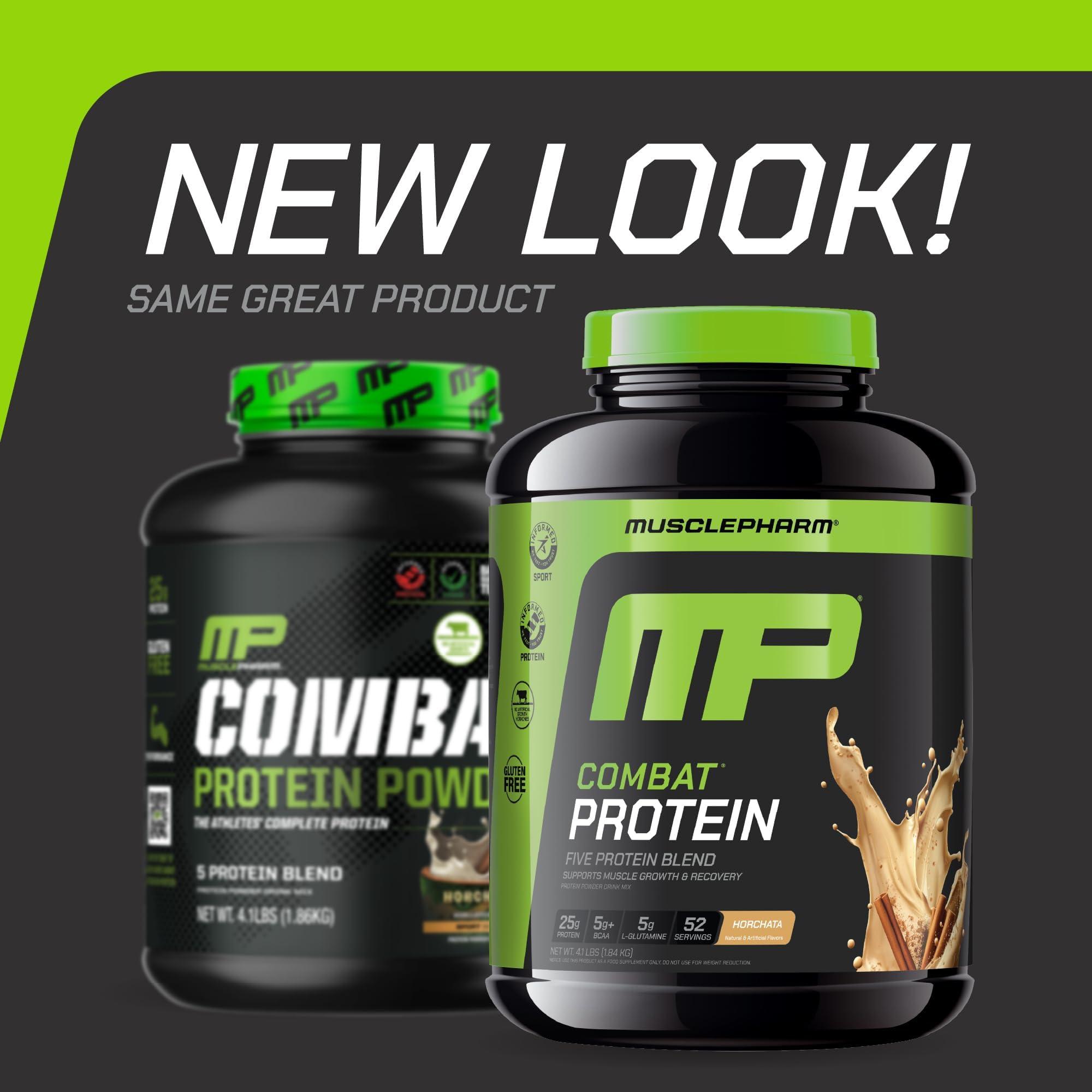 Muscle Pharm MusclePharm Combat Protein Powder, Horchata Flavor, Fuels Muscles for Productive Workouts, 5 Protein Sources Including Whey Protein Isolate & Egg Albumin, Gluten Free, 4 lb, 52 Servings