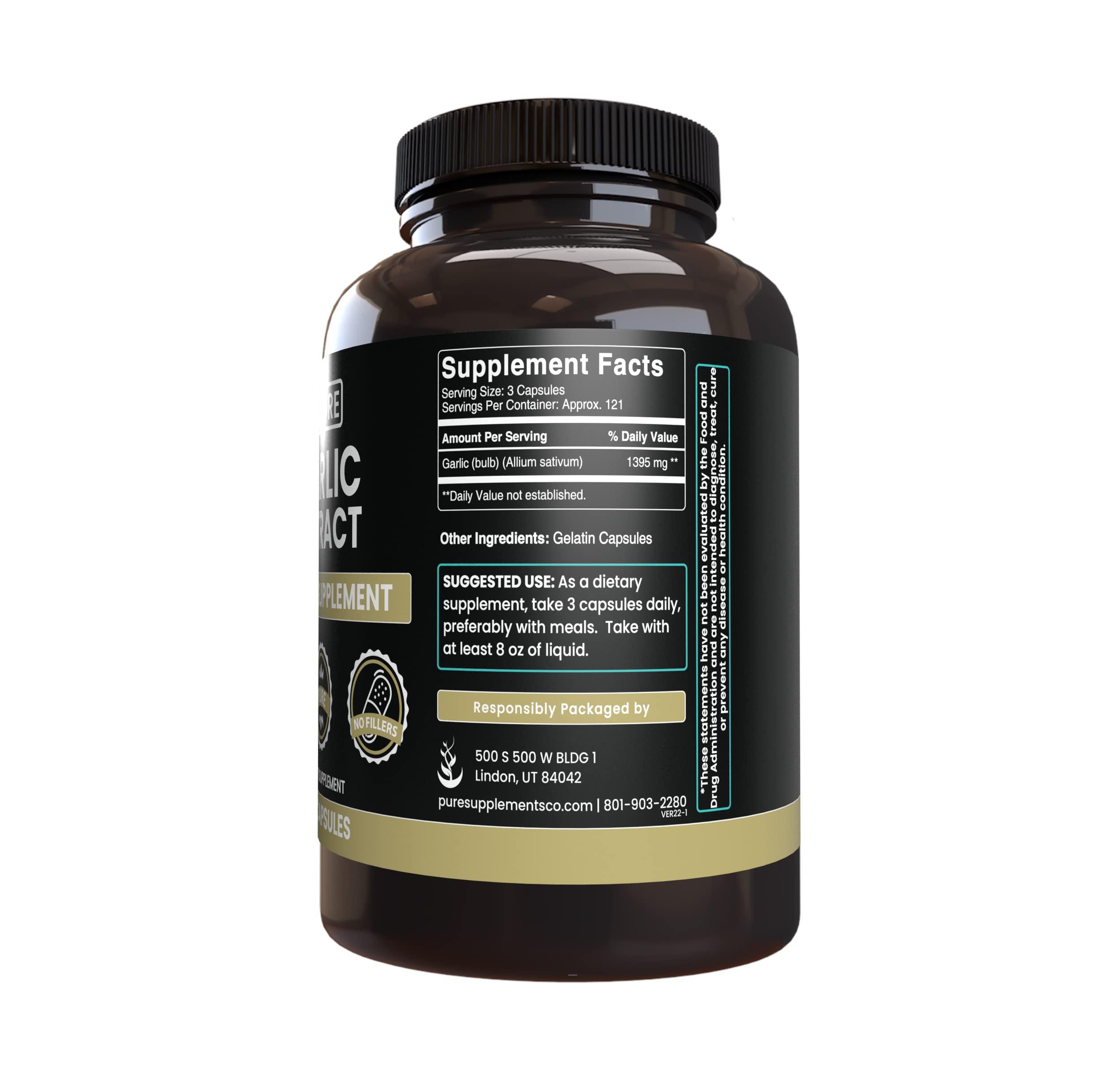 PURE ORIGINAL INGREDIENTS Pure Original Ingredients Garlic Extract (365 Capsules) No Magnesium Or Rice Fillers, Always Pure, Lab Verified