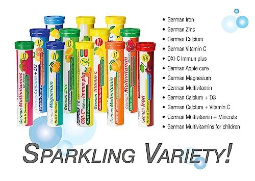 T&D German Calcium + VIT. C - 100 Vegan Drink Effervescent Tablets - Lemon Lime Flavor - Made in Germany