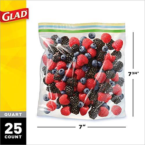 Glad Glad Zipper Food Storage Plastic Bags - Quart - 25 Count