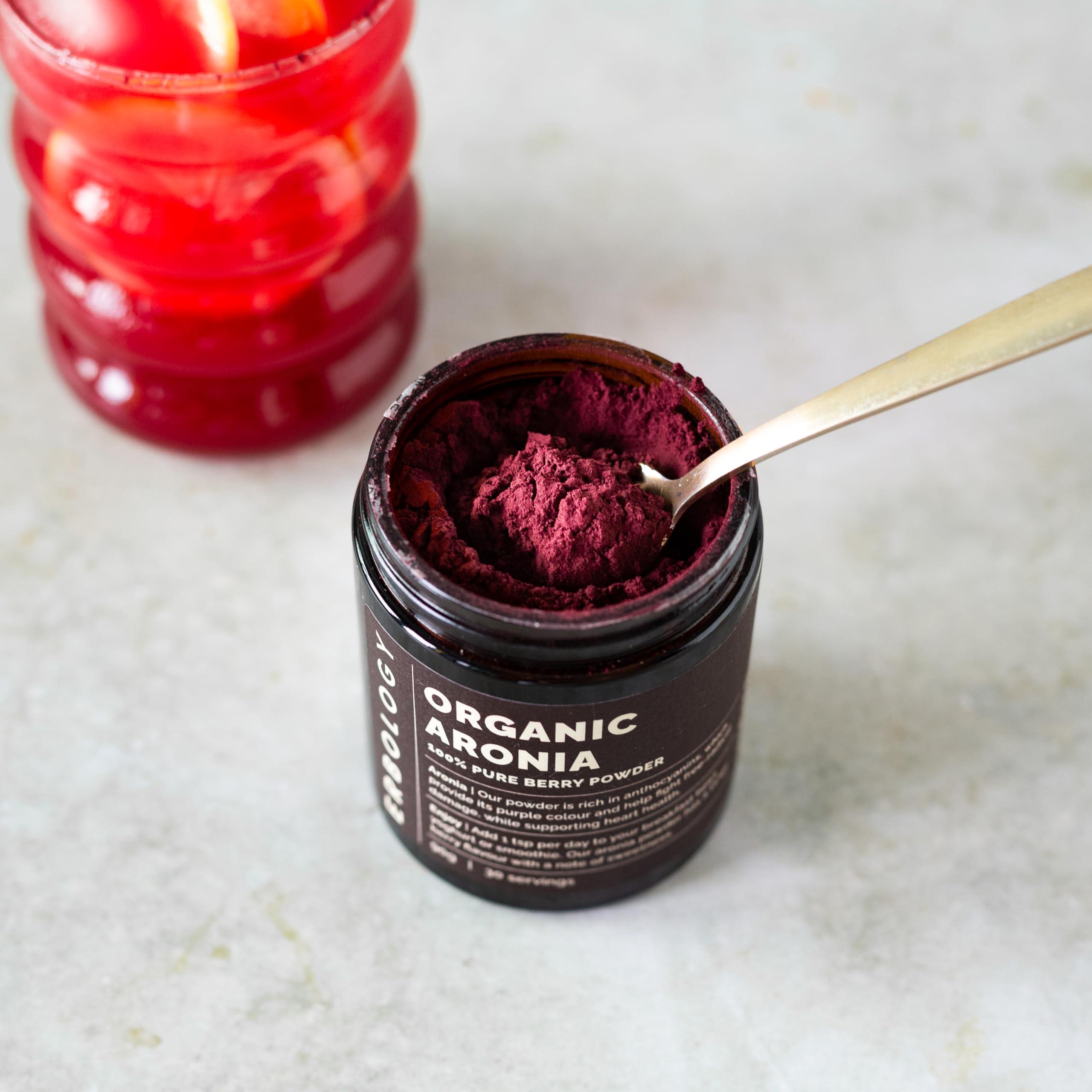Erbology Erbology Organic Aronia Berry Powder 3.2 oz - 30 Servings - Supports Skin Health - Rich in Anthocyanins - Sustainably Sourced Straight from Farm - Small Batch - Vegan - GMO-free