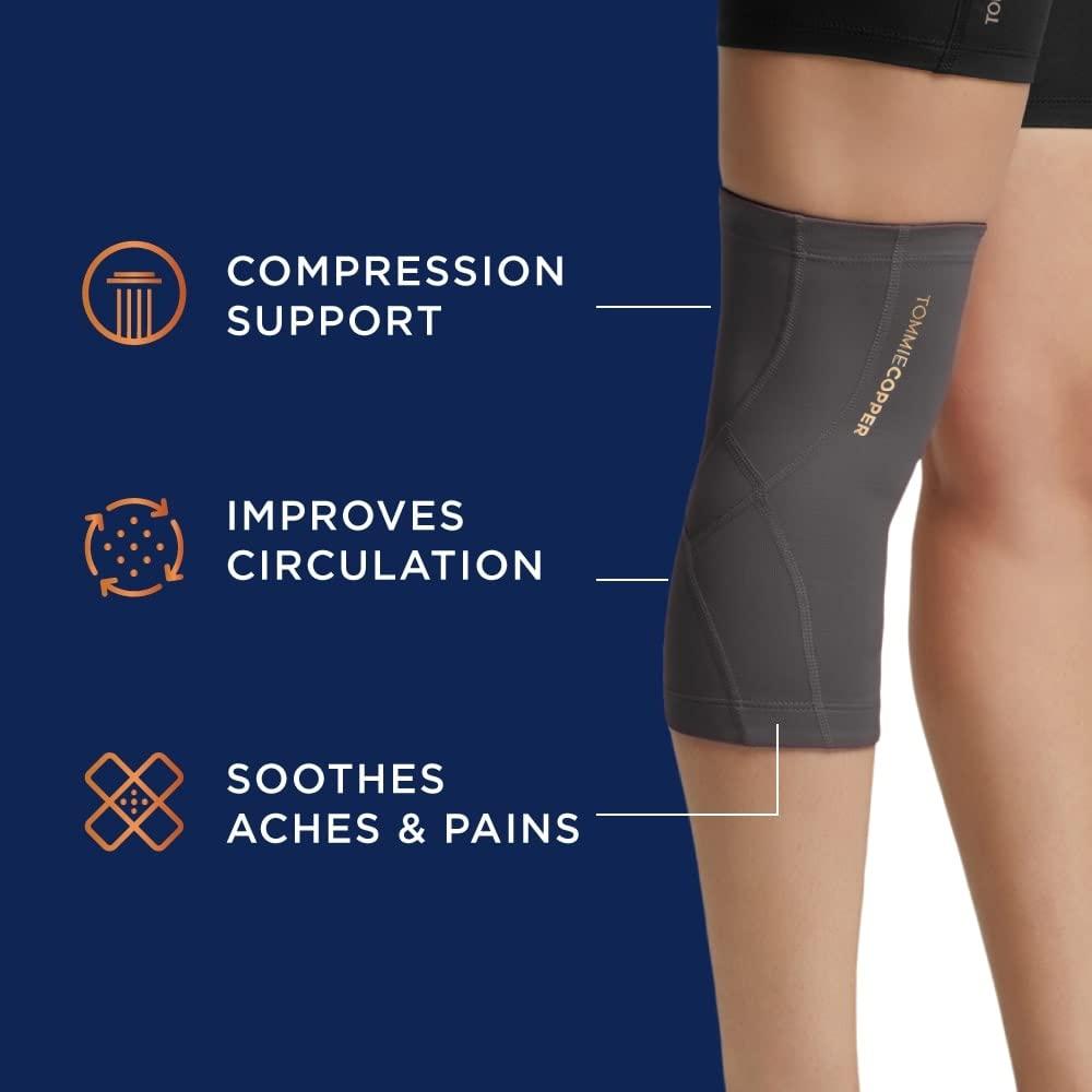 Tommie Copper Tommie Copper Performance Compression Knee Sleeve l Knee Brace for Joint Support l Men and Women, Slate Grey - 3X-Large