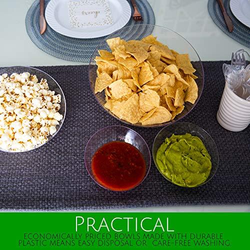 PLASTICPRO PLASTICPRO Disposable Angled Plastic Bowls Round Large Serving Bowl, Elegant for Party\'s, Snack, or Salad Bowl, Clear Pack of 4