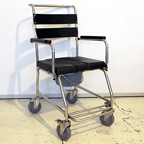 MedMobile® Stainless Steel Shower Wheelchair Portable Toilet with UCut
