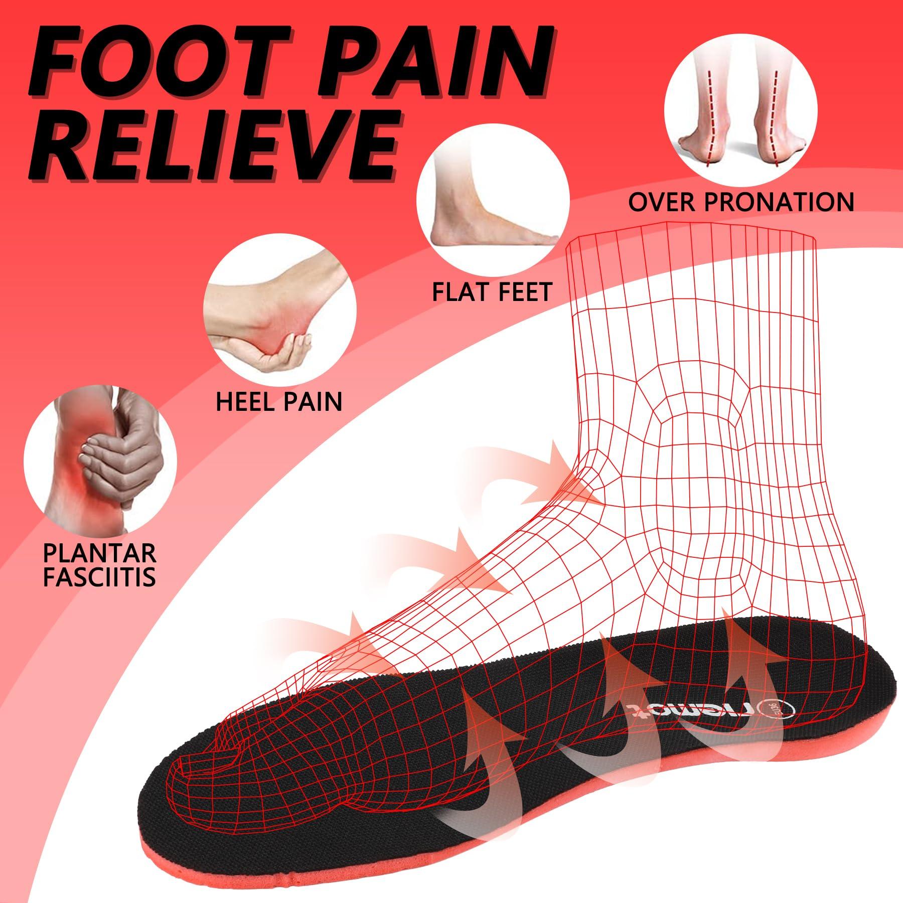 riemot riemot Arch Support Insoles for Men All-Day Comfort Gel Sport Shoe Inserts Replacement Cushioning Shock Absorbing Foam Insoles for Running Shoes Sneakers Work Boots Black US 10.5/EU 43.5