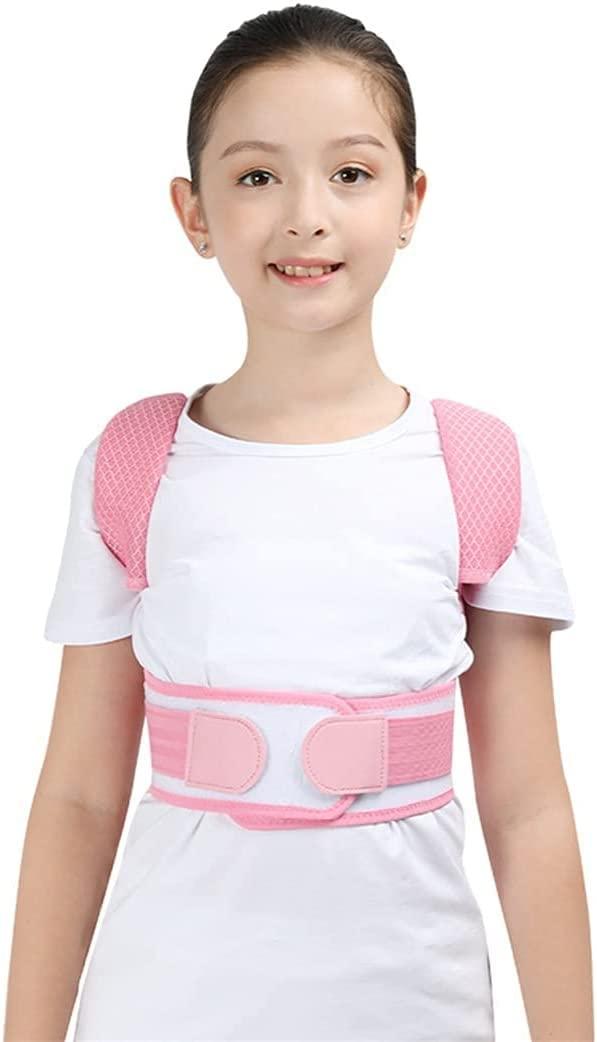 SJHY Posture Corrector Adjustable Kids Back Brace Children Upper Back Support Belt Orthopedic Corset Spine Lumbar Brace, Prevent Humpback Back Posture (Color : Pink, Size : Medium)