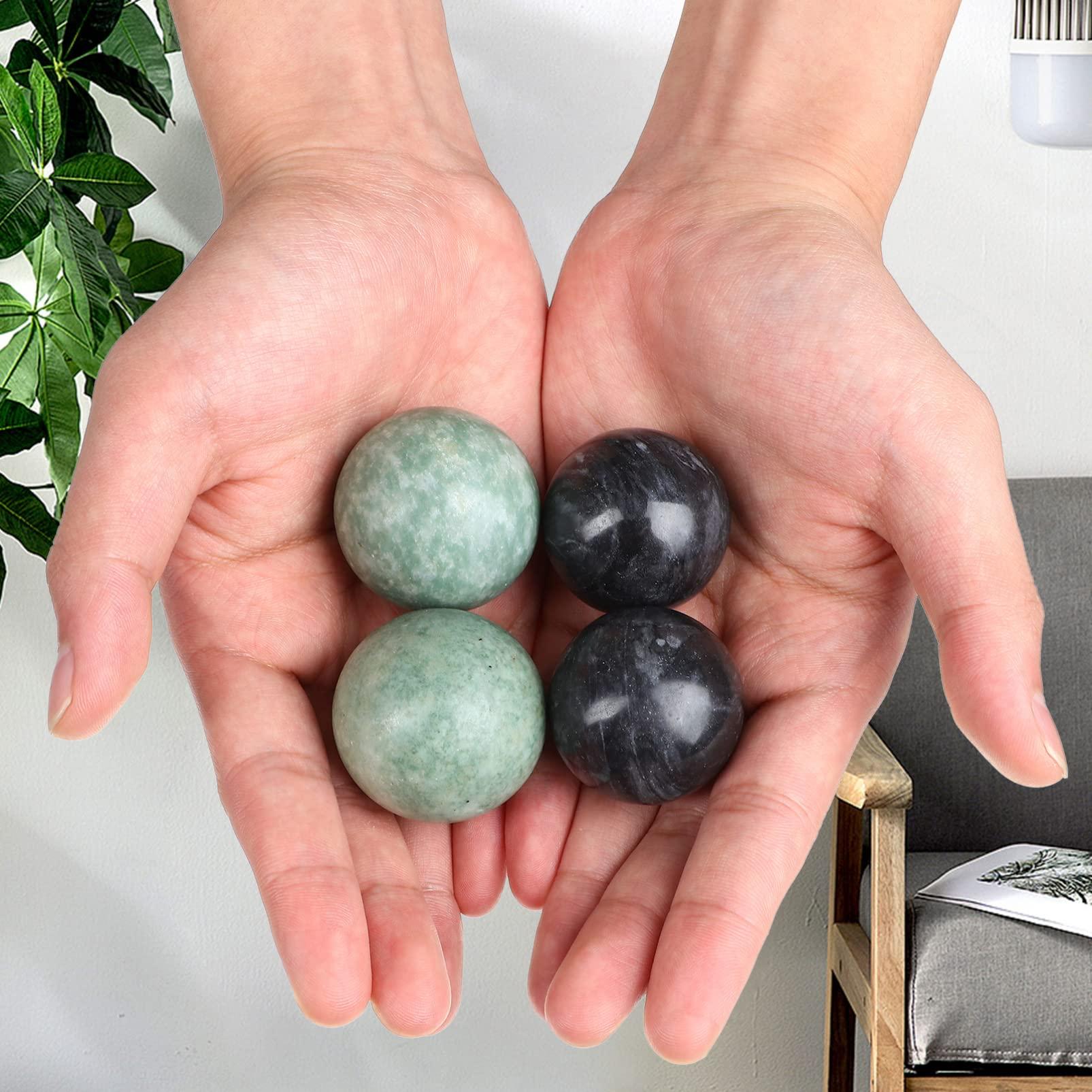 Healifty Healifty Baoding Balls Pack of 4-1.4 inch Chinese Balls for Hand, No Chime Chinese Health Exercise Massage Balls (Green,Black)