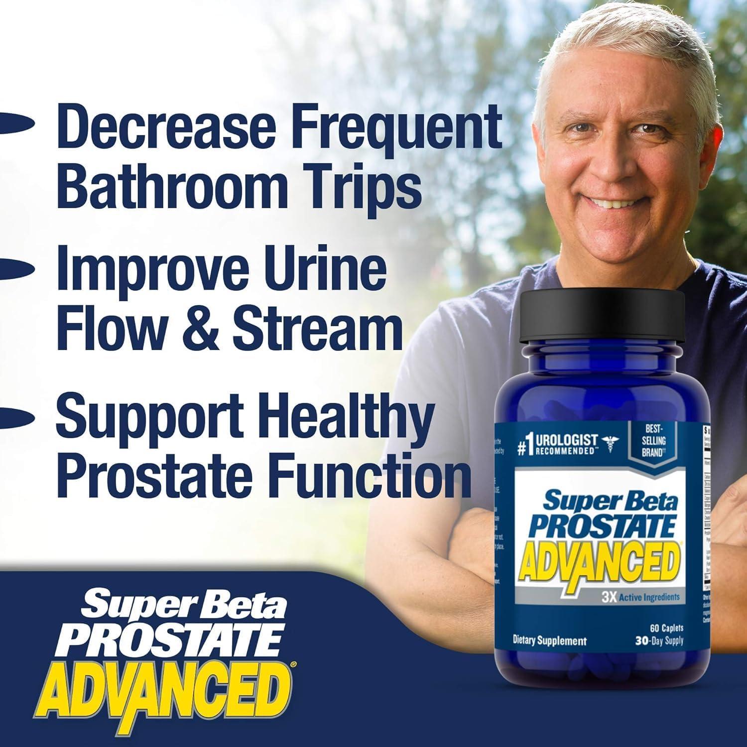 SUPER BETA PROSTATE Super Beta Prostate Advanced Prostate Supplement for Men Reduce Bathroom Trips, Promote Sleep, Support Urinary Health & Bladder Emptying. Beta Sitosterol not Saw Palmetto. (60 Caplets, 1-Bottle)