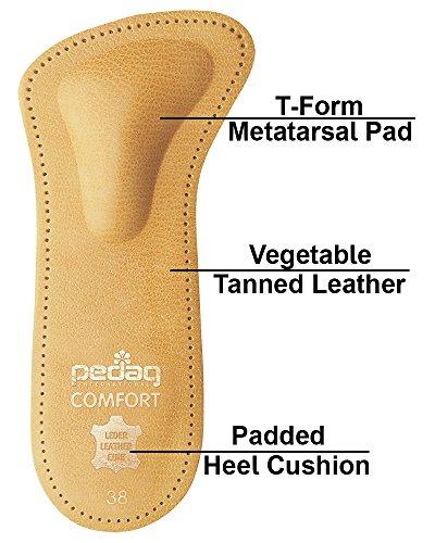 pedag pedag Comfort Leather 3/4 Inserts for Whole Foot Support, Handmade in Germany, Men and Women's Dress Shoes, Flats, Ballet Flats, Sandals, Real Leather, Tan, 1 Pair, US M 11 / EU 44