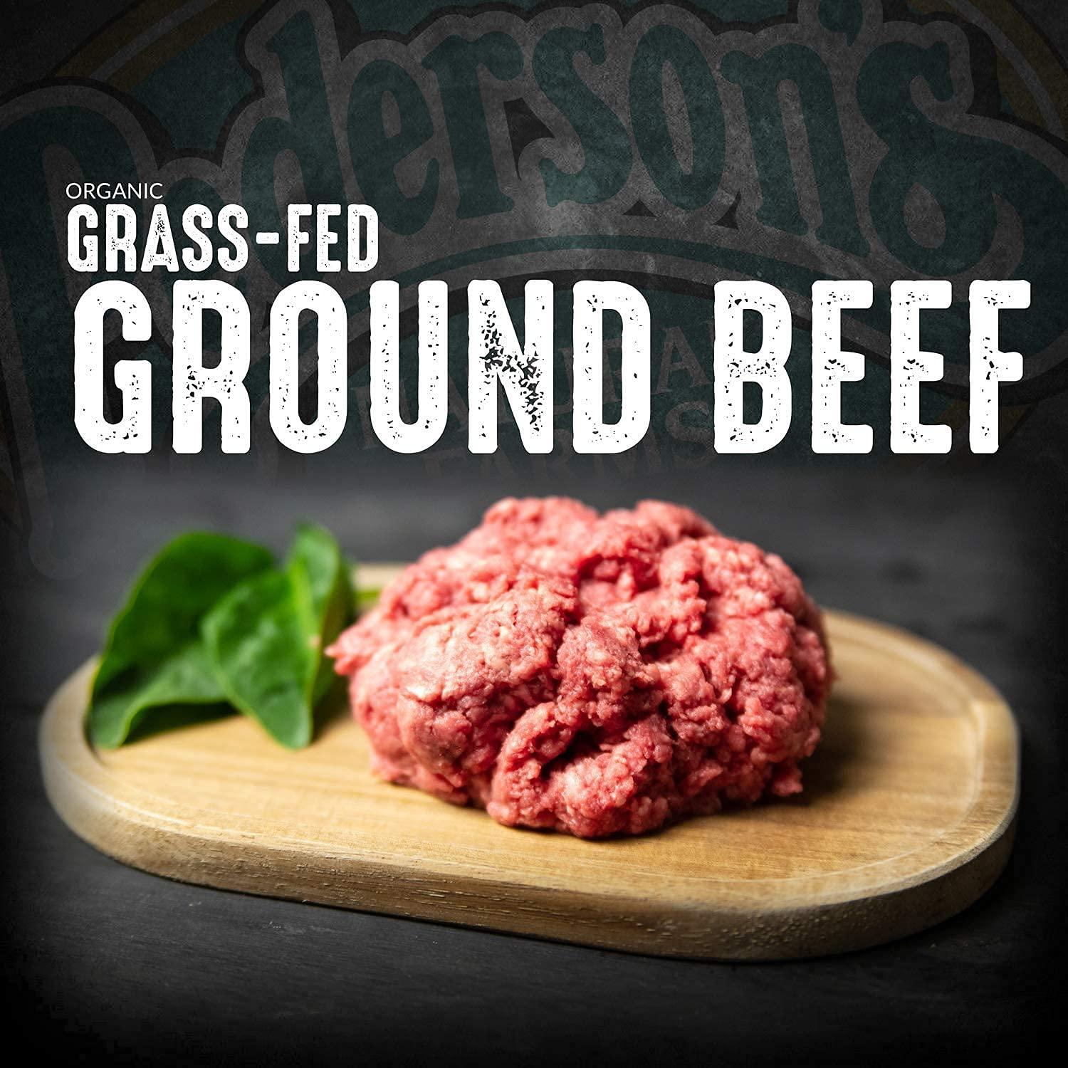 Pederson's Natural Farms Pederson\'s Farms, Organic 100% Grass Fed Ground Beef, Whole30 (3 Pack, Use/Freeze) 1lb ea - 85% Lean 15% Fat, Made in the USA