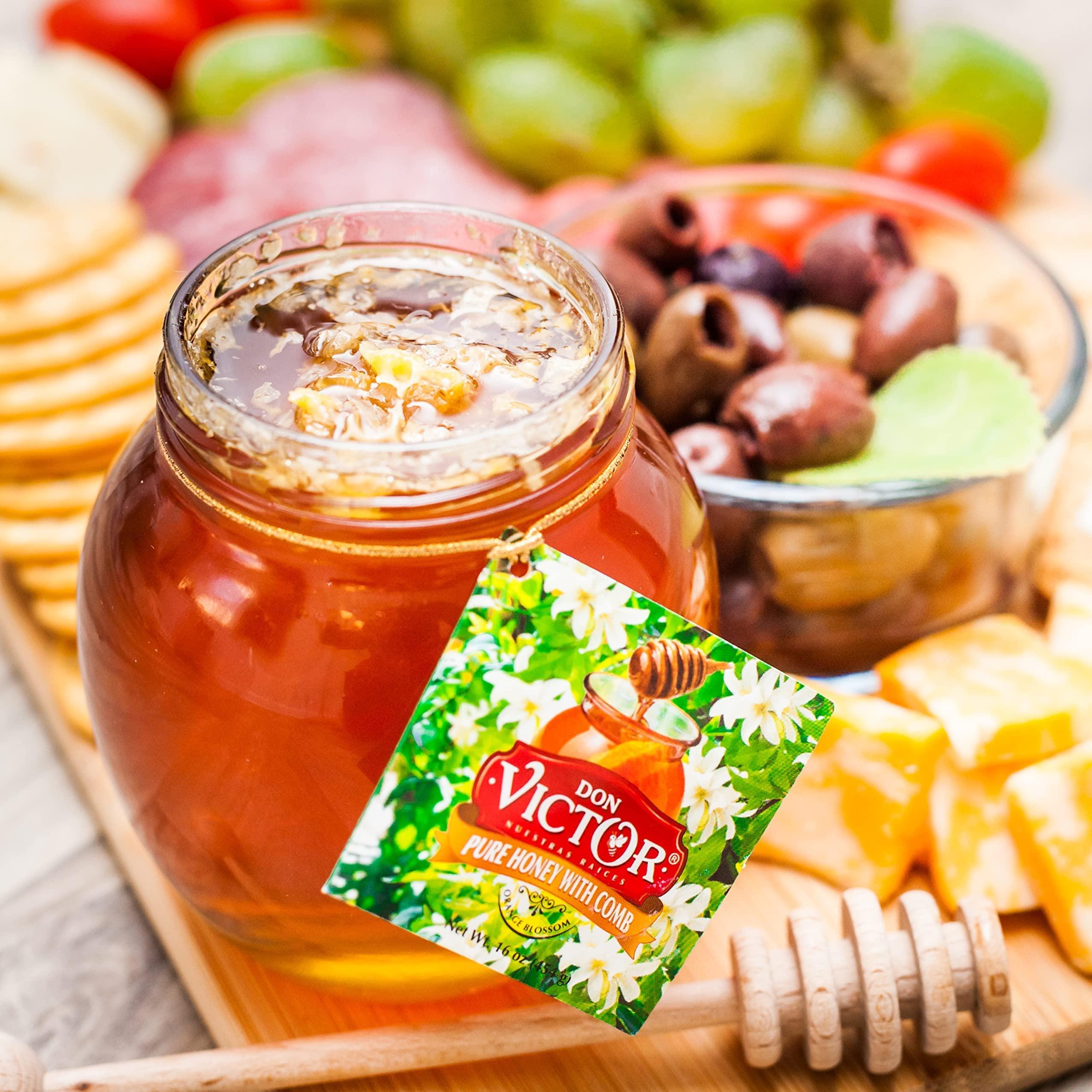 Don Victor Don Victor Pure Honey with Comb, 16 oz. Glass Globe Jar, Edible Honeycomb Included, Alternative Sweetener, Perfectly Sweet Gift for Teachers