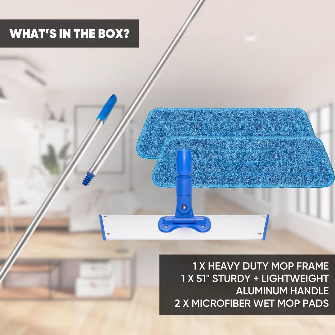 Microfiber Wholesale Cinch Mop - Microfiber Mop for Hardwood Floors - Flat Mops System for Wood, Tile, Laminate, Vinyl, 2 Wet Pads Refills, Reusable Micro Fiber Mopping Heads