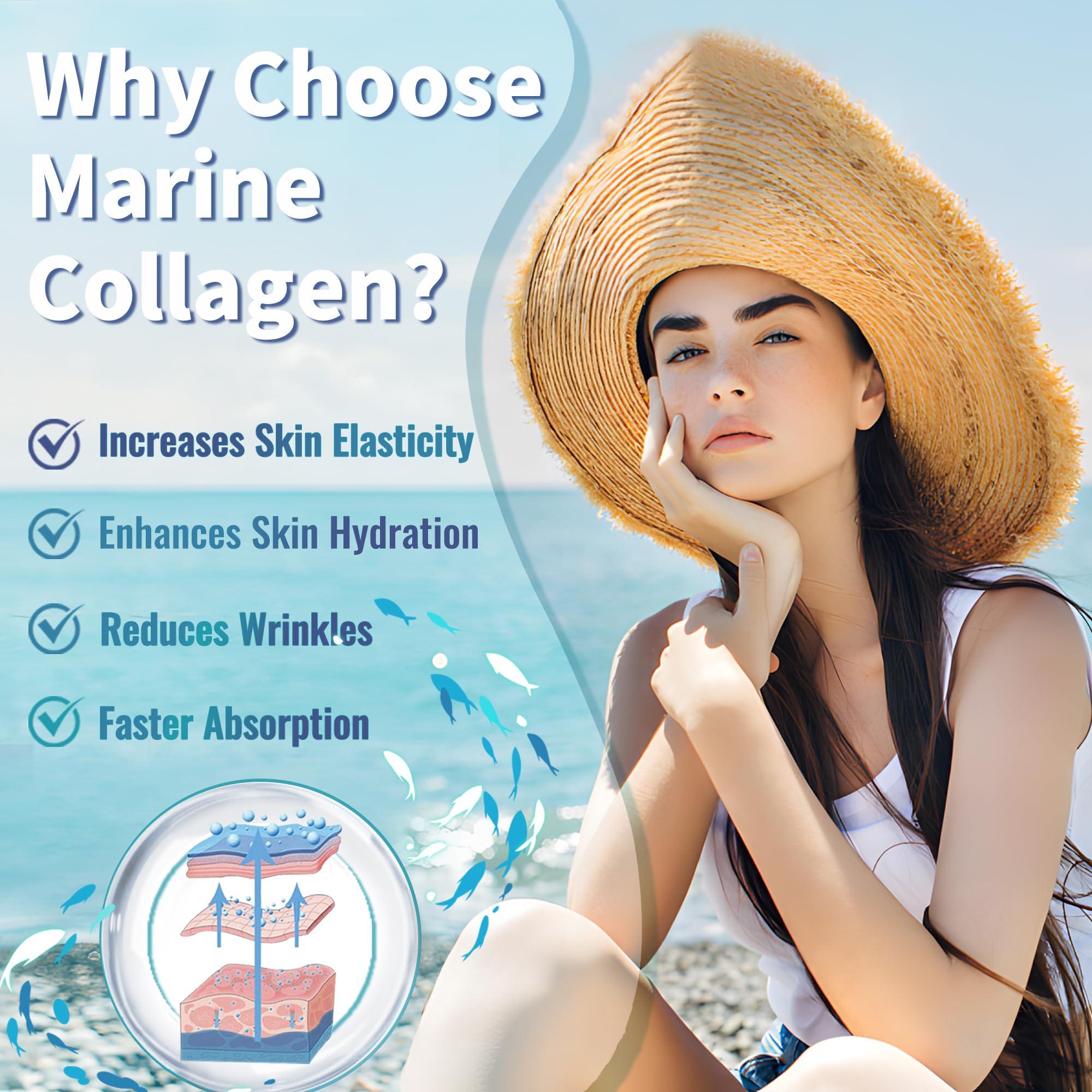 Zammex Zammex Marine Collagen Peptides Powder Unflavored, Wild-Caught Fish Collagen Powder, Supports Healthy Skin, Hair, Joints, Type 1 & 3 Collagen Supplement for Women - Easy to Mix. (32 Servings)