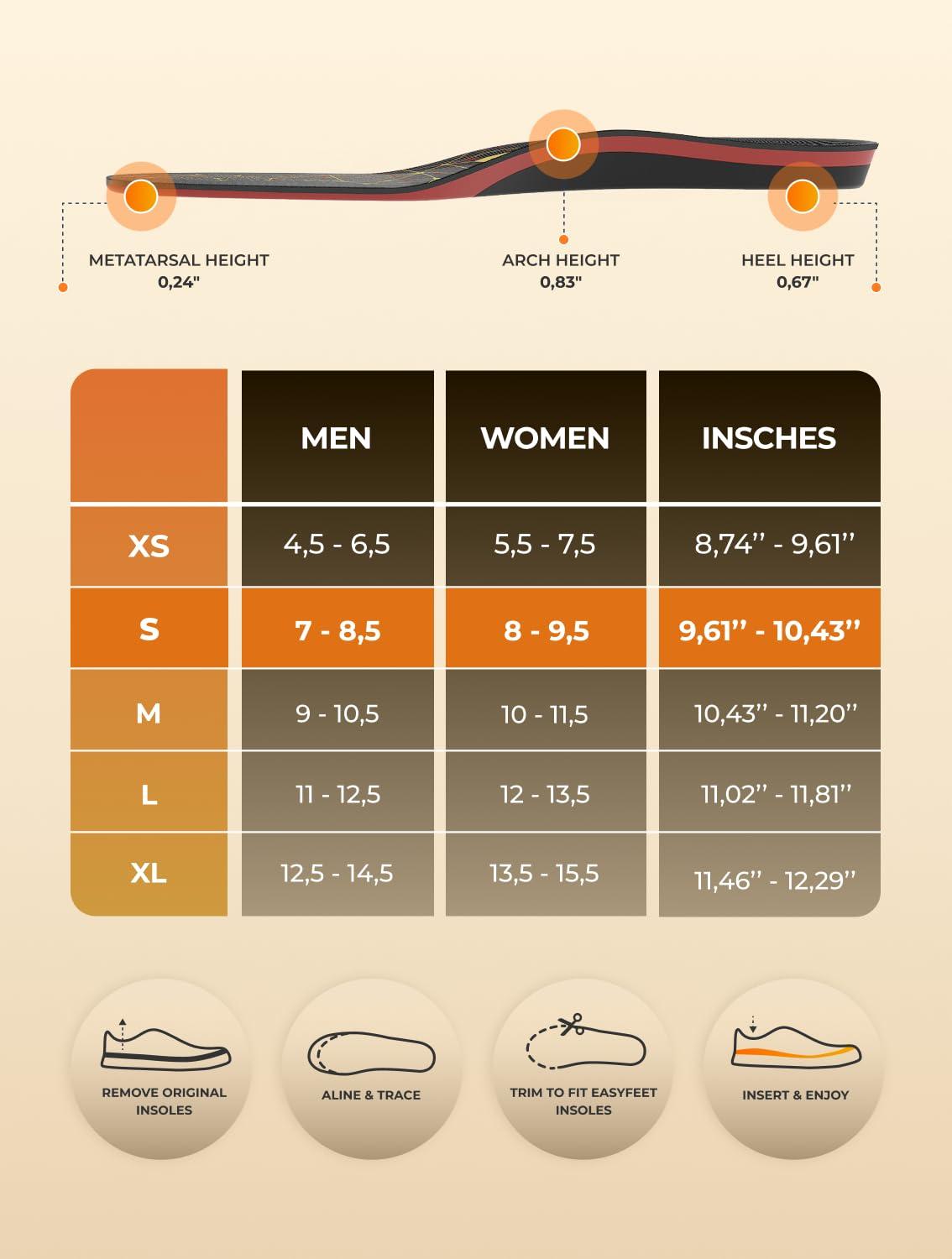 EASYFEET Running Athletic Shoe Insoles Men Women - Sport Insole - Shock Absorption Inserts - Walking Hiking Hockey Tennis Basketball - Orthotic Comfort Cushions Insoles Sneakers