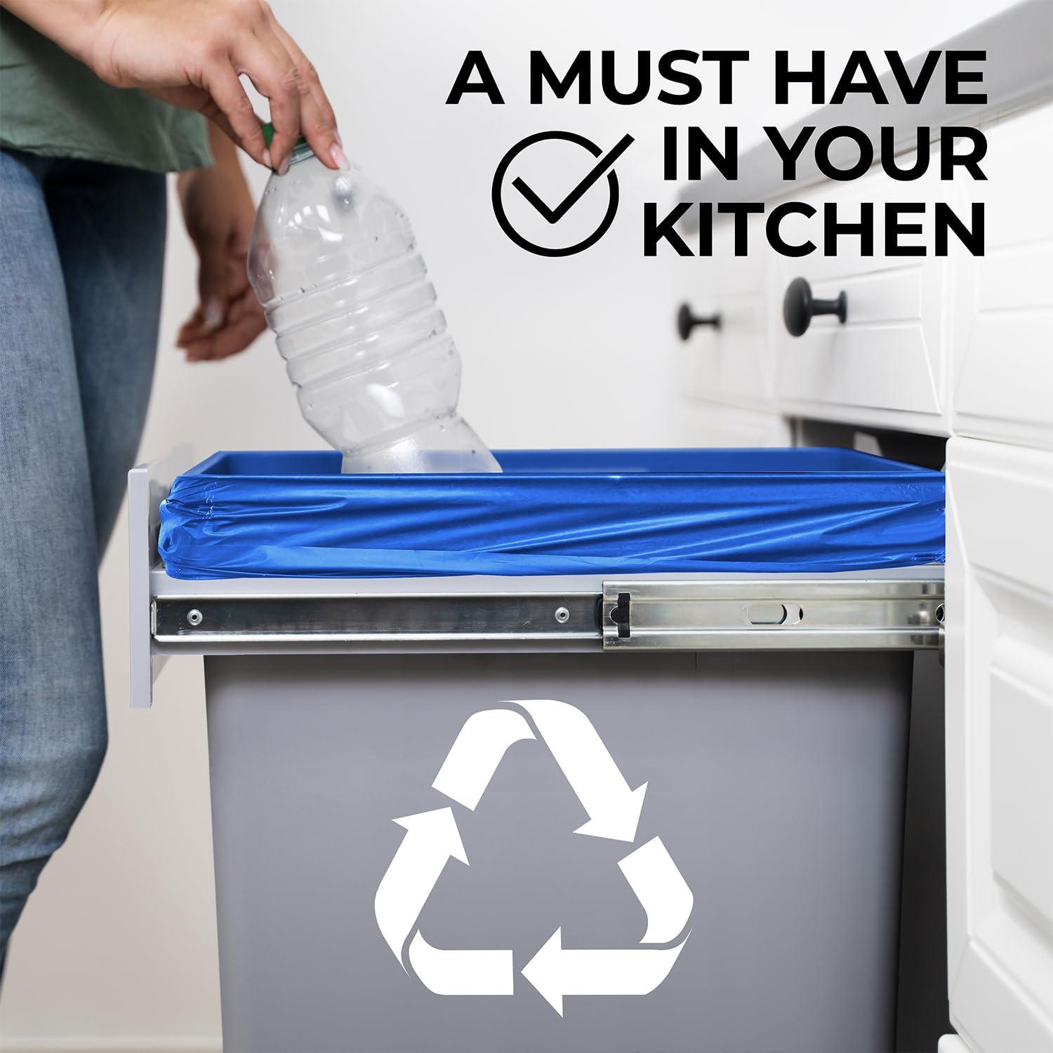 ToughBag ToughBag 13 Gallon Recycling Bags, Blue Trash Bags (300 COUNT) - Blue Recycle Bags, Recycle Trash Bags 13 Gallon Tall Kitchen - Made in USA