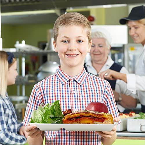 Vplus Vplus 100% Compostable 6 Compartment Plates, 90 Pack Compartment Paper Plate, 12.5 * 8.6 inch Disposable School Lunch Trays, Eco-Friendly Bagasse Plates for School Lunch, Buffet, and Party