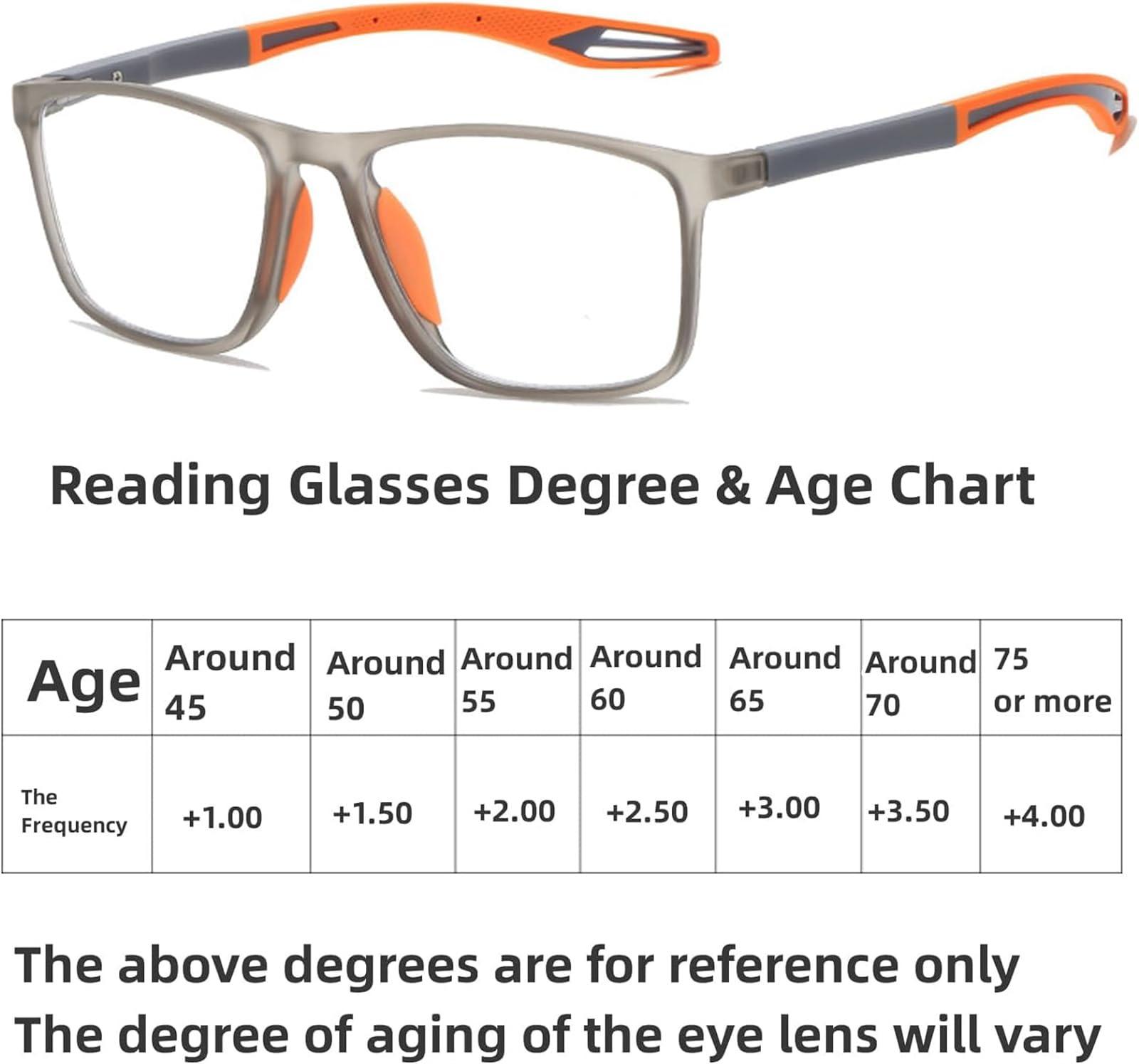 CUTULI CUTULI Manly Kicks Reading Glasses, Men\'s Sports Ultra-Light Anti-Blue Light Presbyopic Glasses, Portable Reading Glasses (3X,Blue)